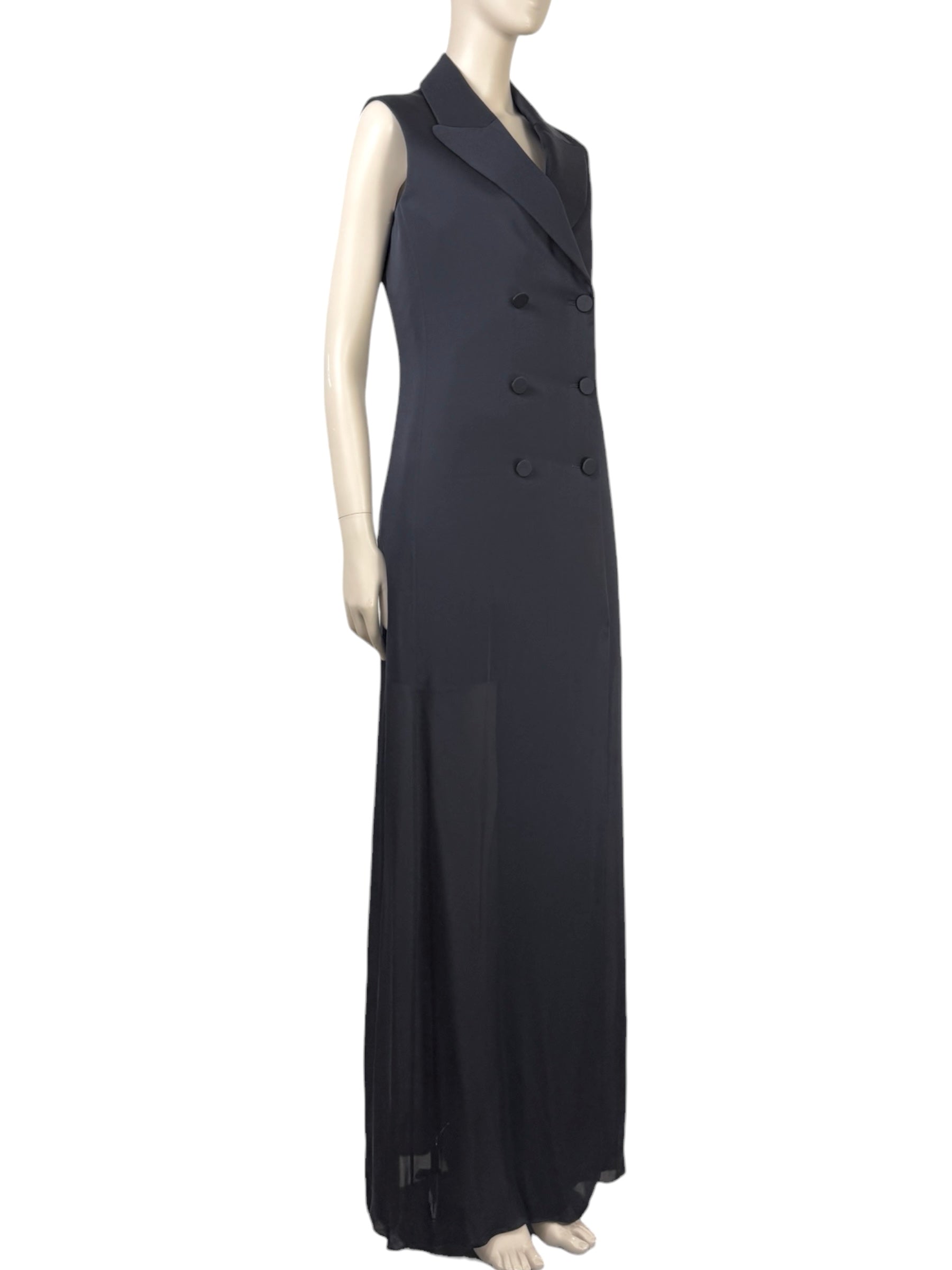 Christian Dior Raf Simons - Spring/Summer 2014 - Navy cotton and silk coat dress forming a jacket topped with a long silk coat 6