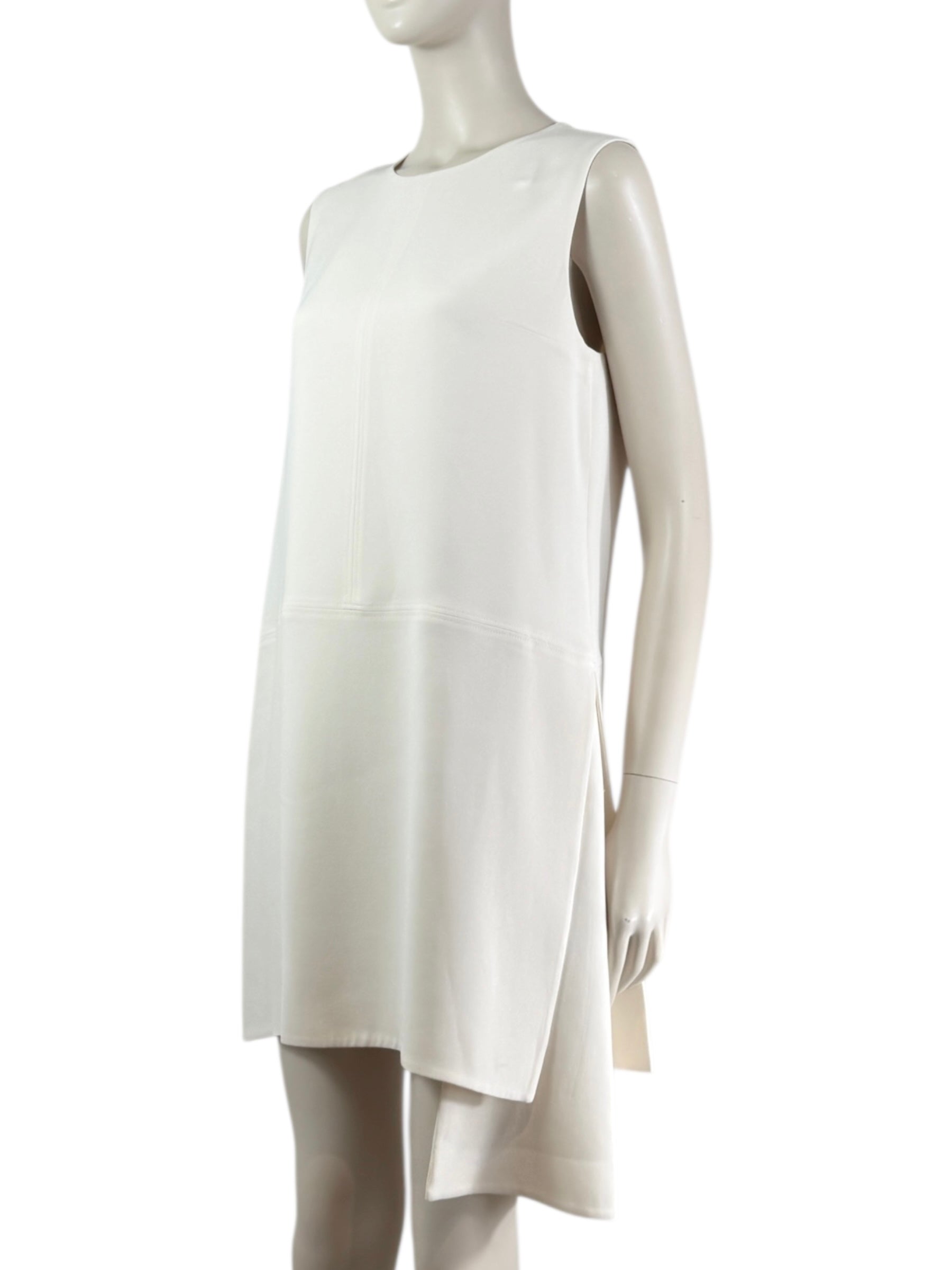 Christian Dior  Raf Simons Autumn/Winter 2015-2016 - Short, asymmetrical, sleeveless dress in ecru crepe