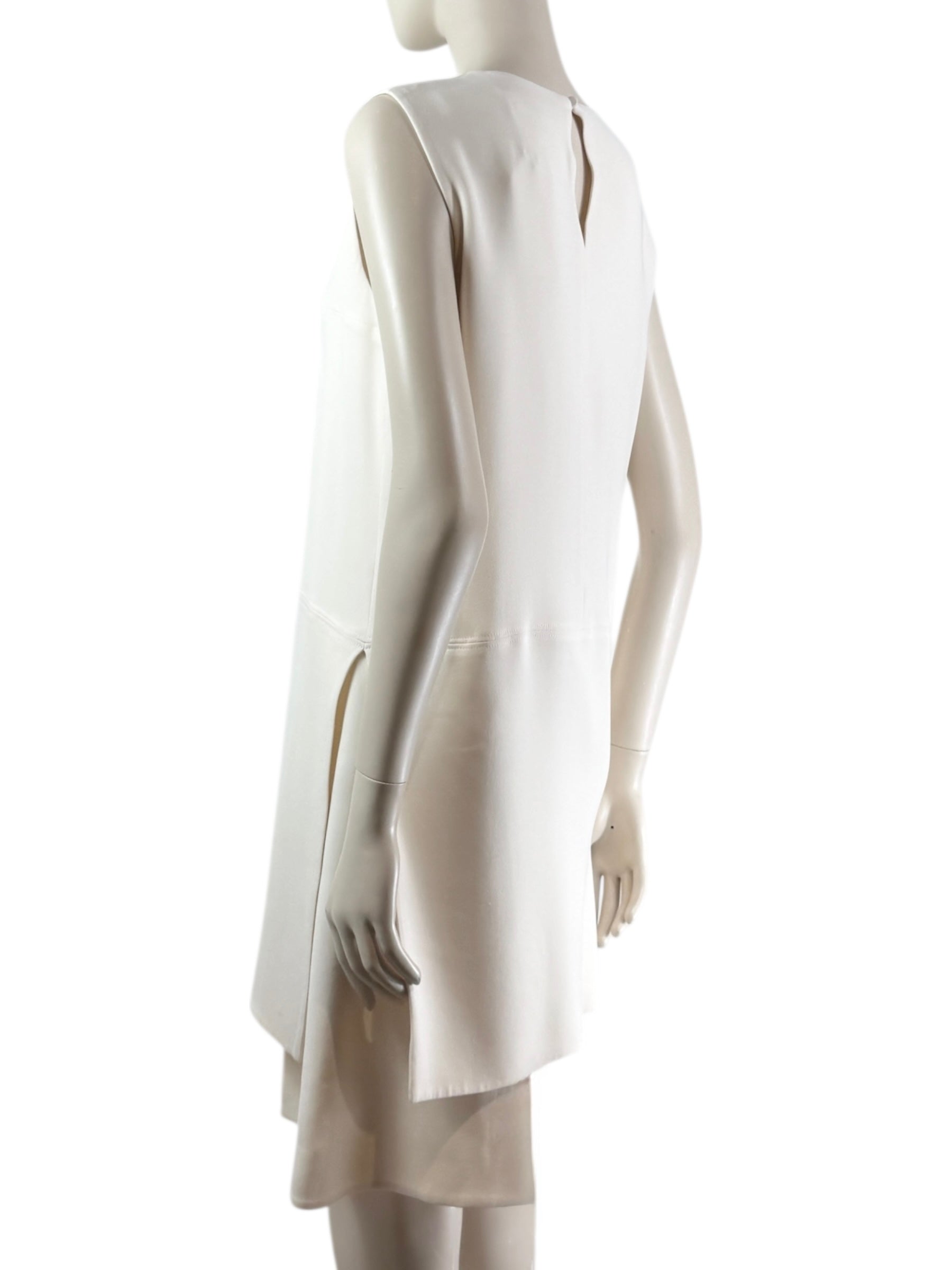 Christian Dior  Raf Simons Autumn/Winter 2015-2016 - Short, asymmetrical, sleeveless dress in ecru crepe