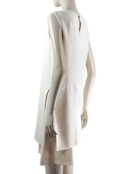 Christian Dior  Raf Simons Autumn/Winter 2015-2016 - Short, asymmetrical, sleeveless dress in ecru crepe