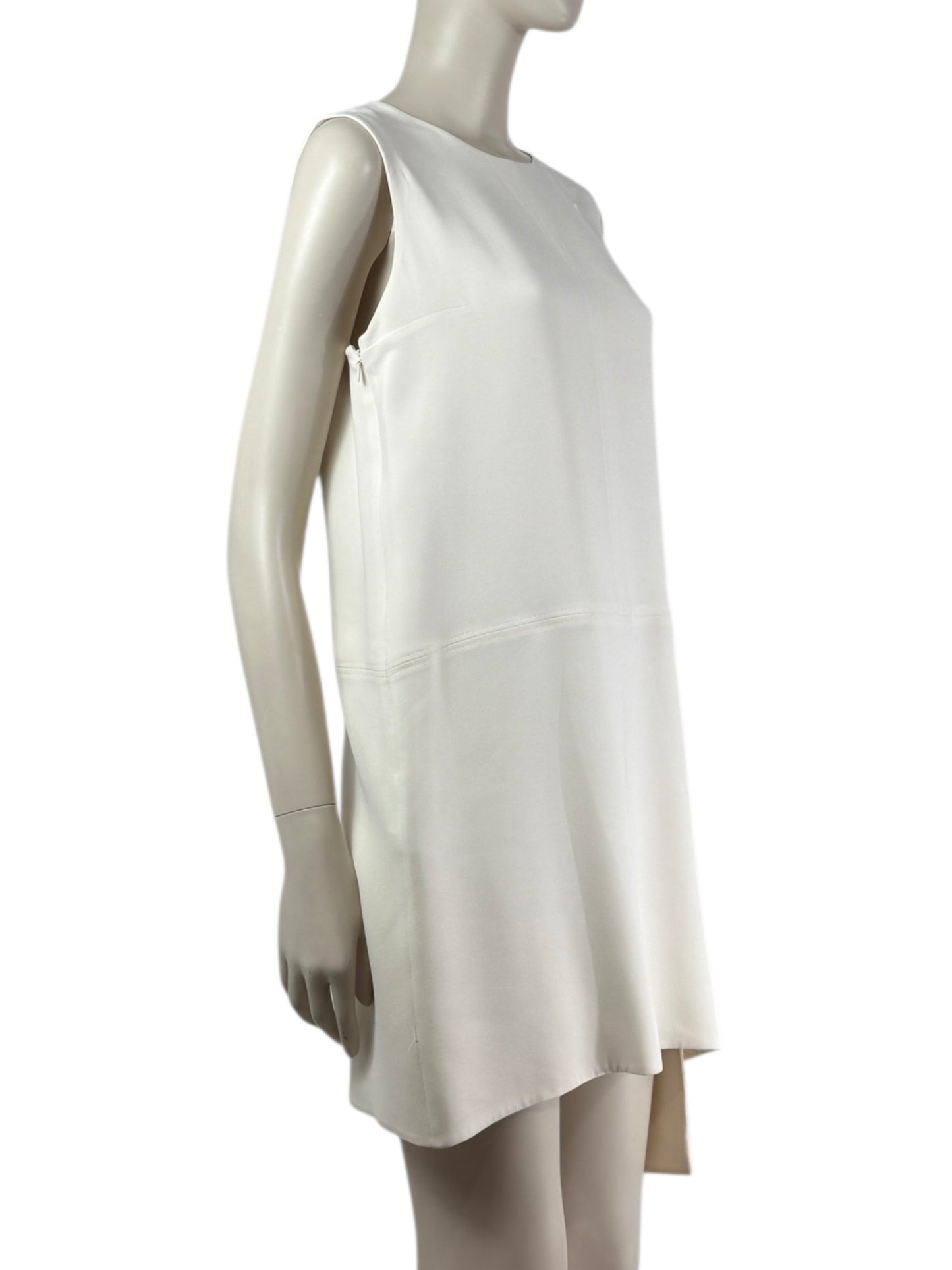 Christian Dior  Raf Simons Autumn/Winter 2015-2016 - Short, asymmetrical, sleeveless dress in ecru crepe