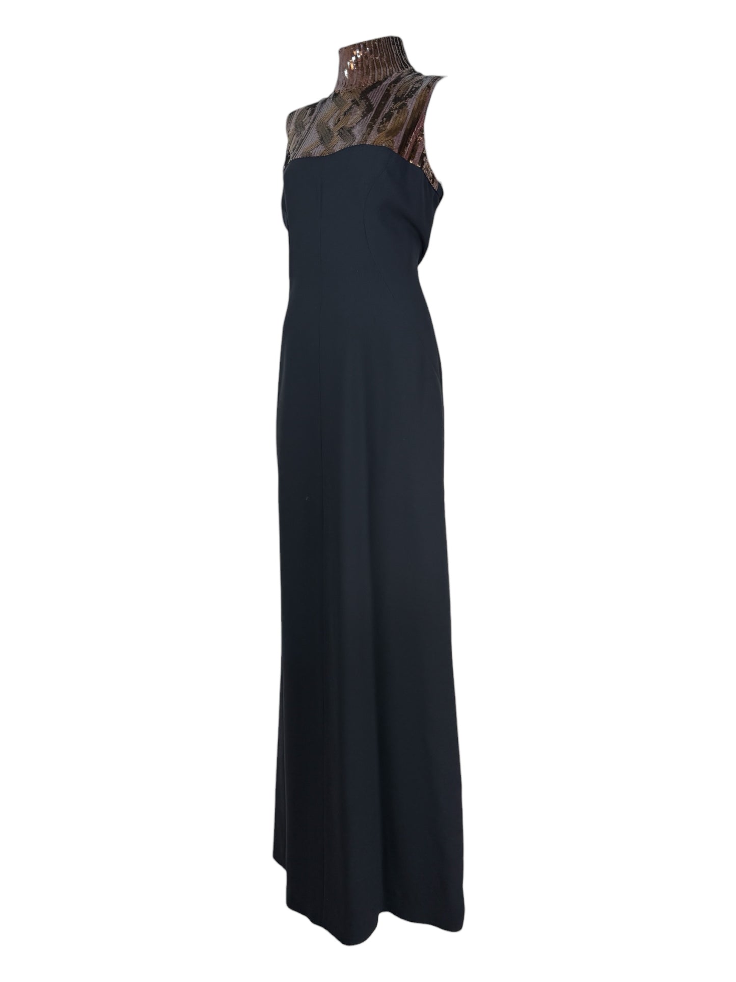 Christian Dior  Raf Simons Autumn/Winter 2015-2016 Collection - Long navy silk and wool dress, sequined collar with cable pattern 2