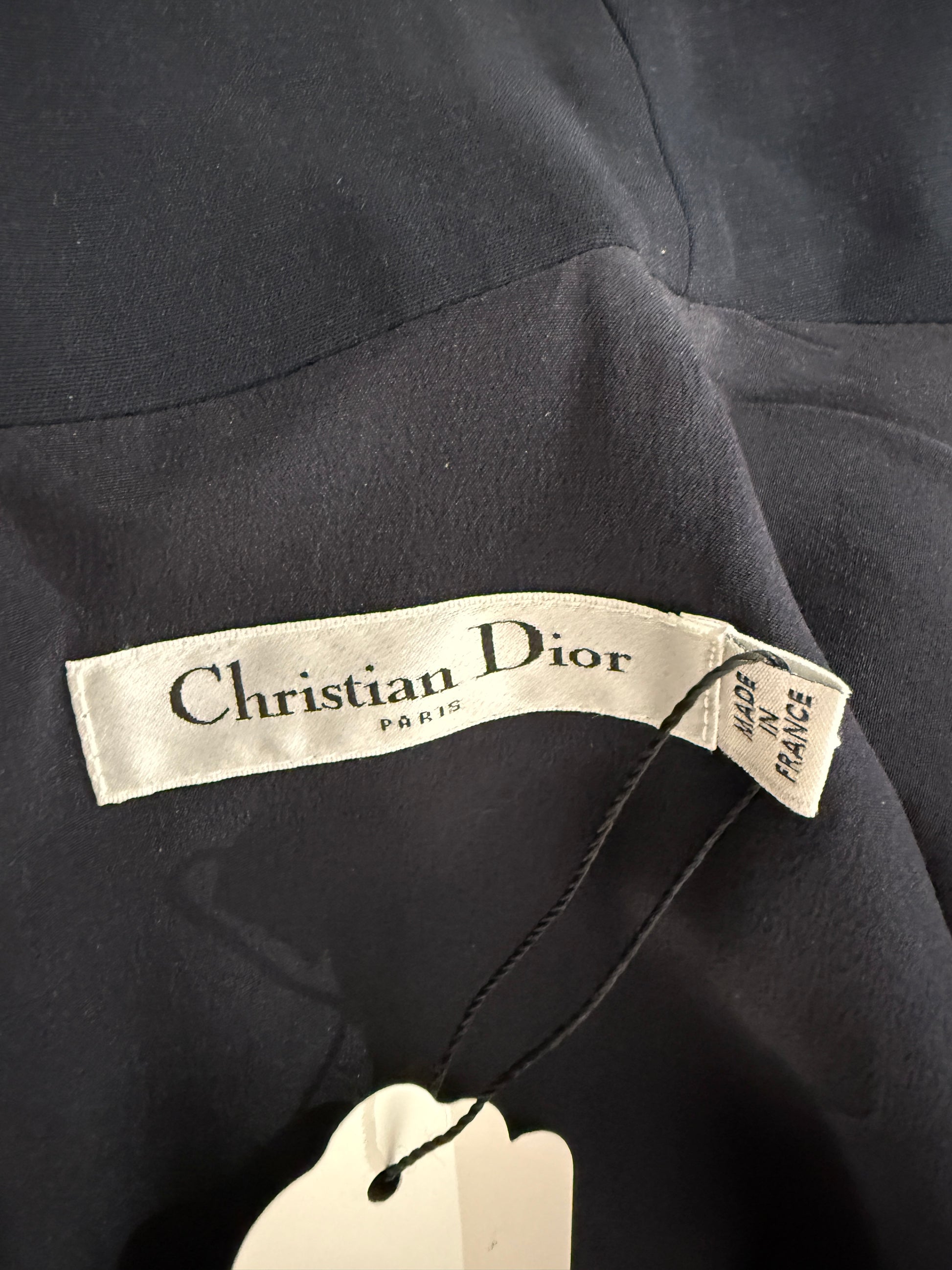 Christian Dior  Raf Simons Autumn/Winter 2015-2016 Collection - Long navy silk and wool dress, sequined collar with cable pattern 9