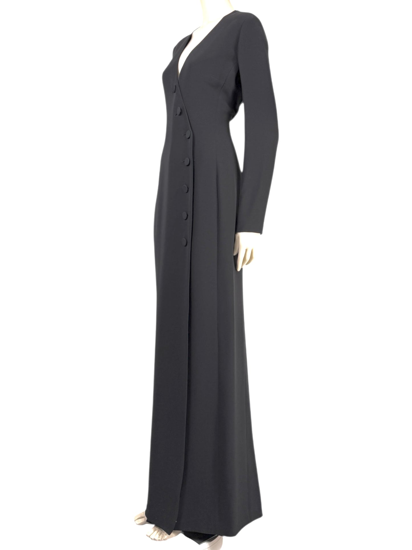 Christian Dior Raf Simons Autumn/Winter 2015-2016 Long black silk and wool coat 2