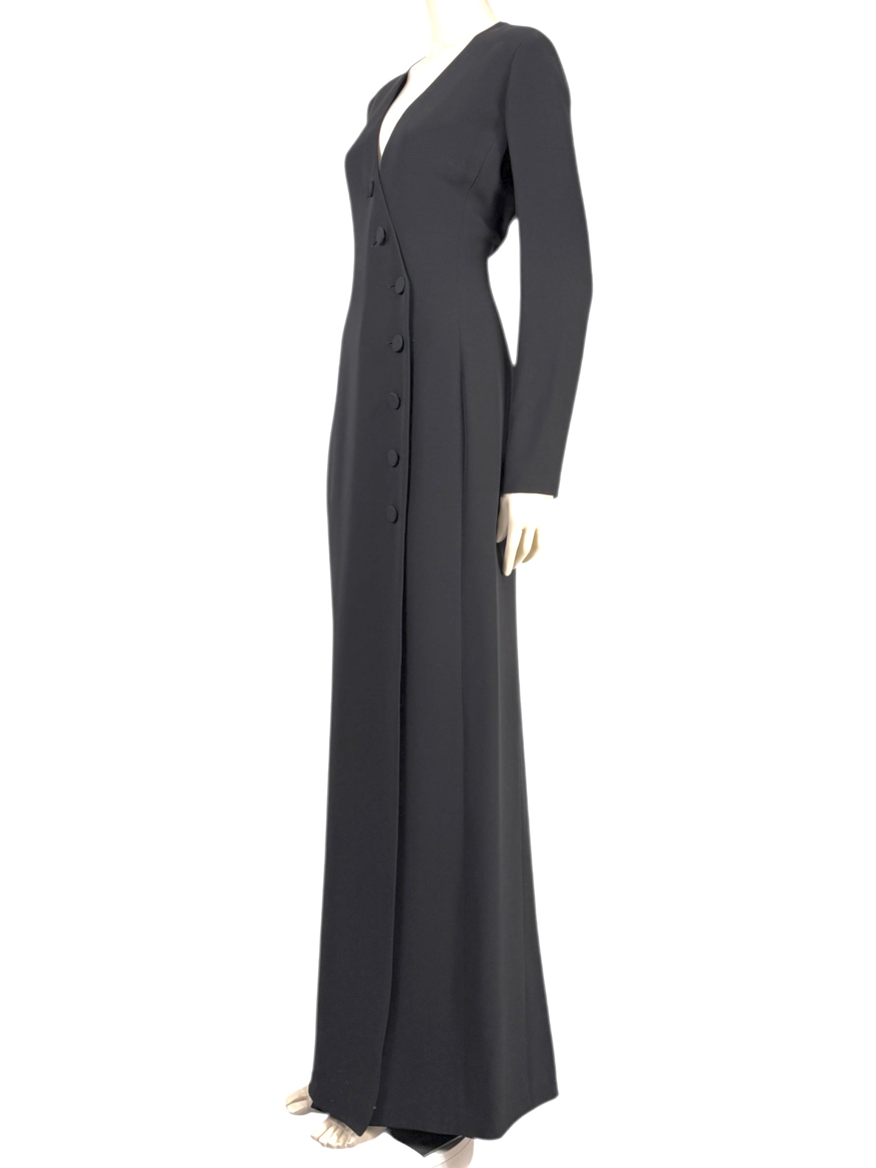 Christian Dior Raf Simons Autumn/Winter 2015-2016 Long black silk and wool coat 2