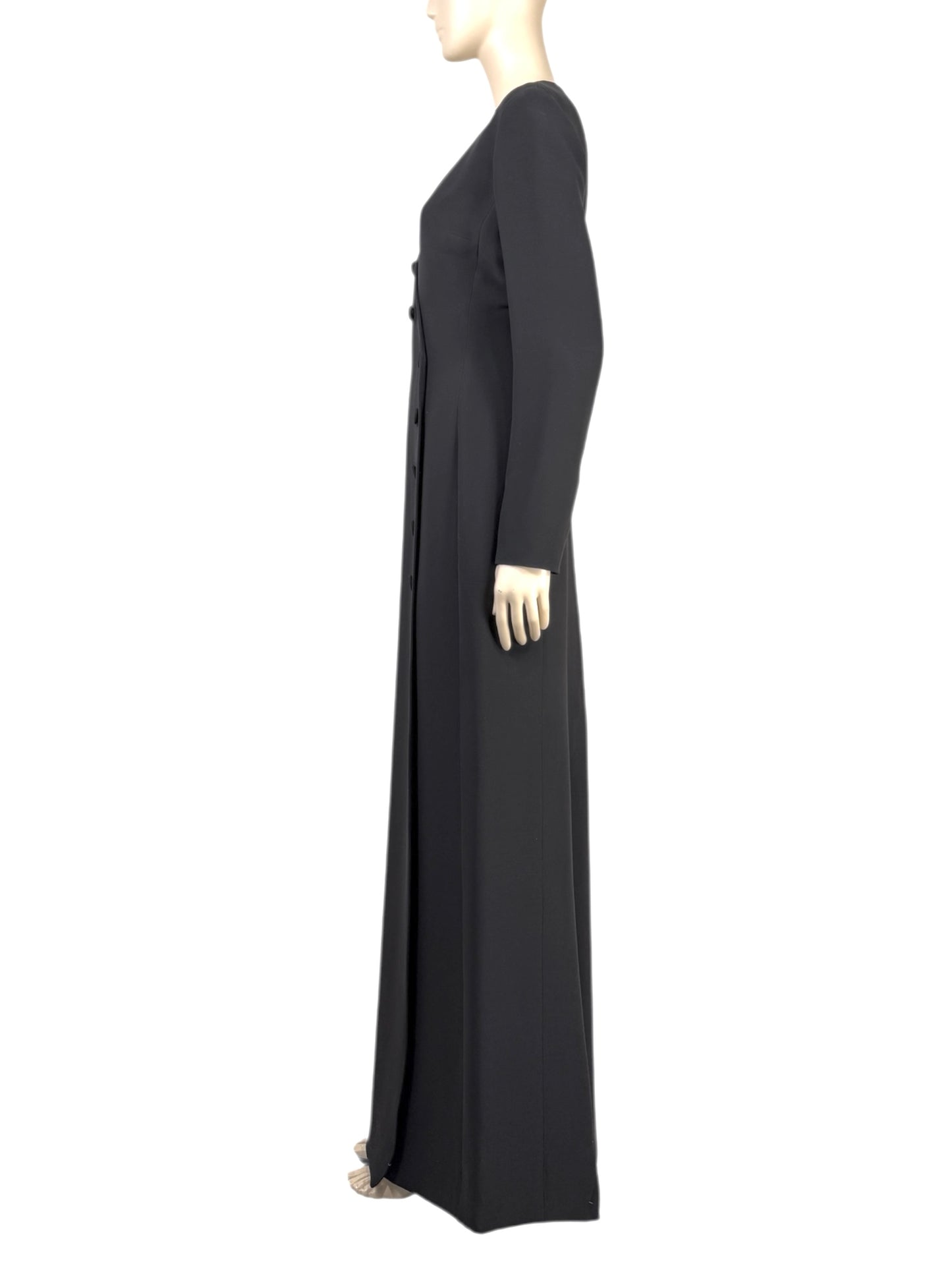 Christian Dior Raf Simons Autumn/Winter 2015-2016 Long black silk and wool coat 3