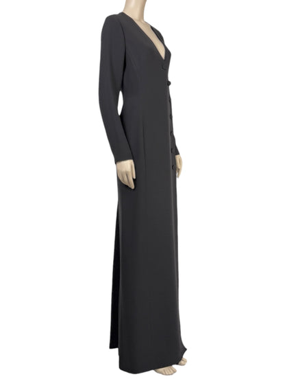 Christian Dior Raf Simons Autumn/Winter 2015-2016 Long black silk and wool coat 7