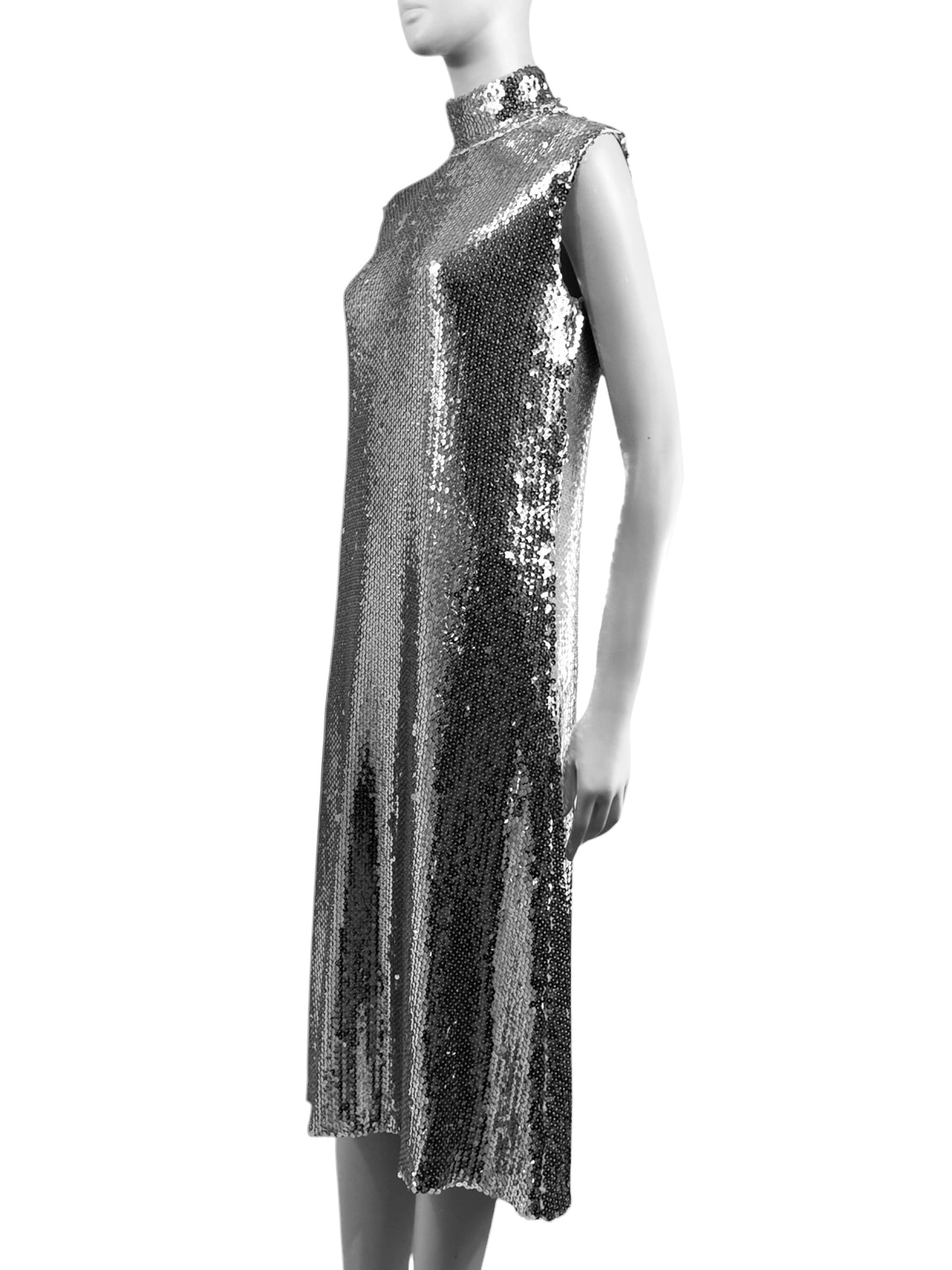 Christian Dior Raf Simons Prefall 2015 silver sequined dress
