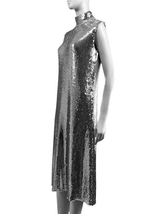 Christian Dior Raf Simons Prefall 2015 silver sequined dress