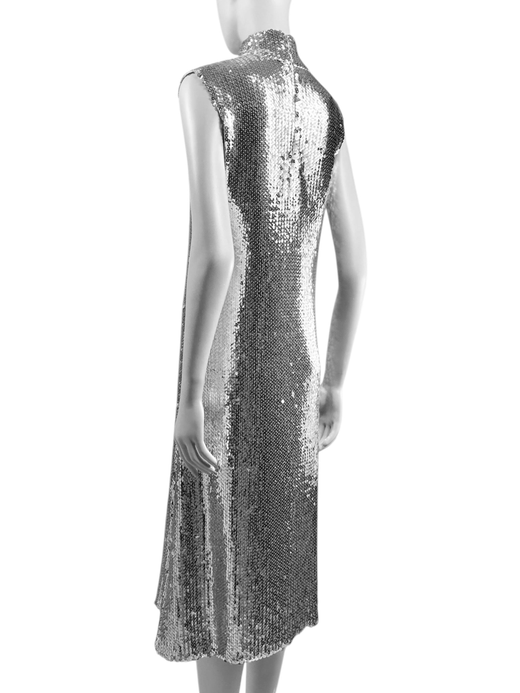 Christian Dior Raf Simons Prefall 2015 silver sequined dress
