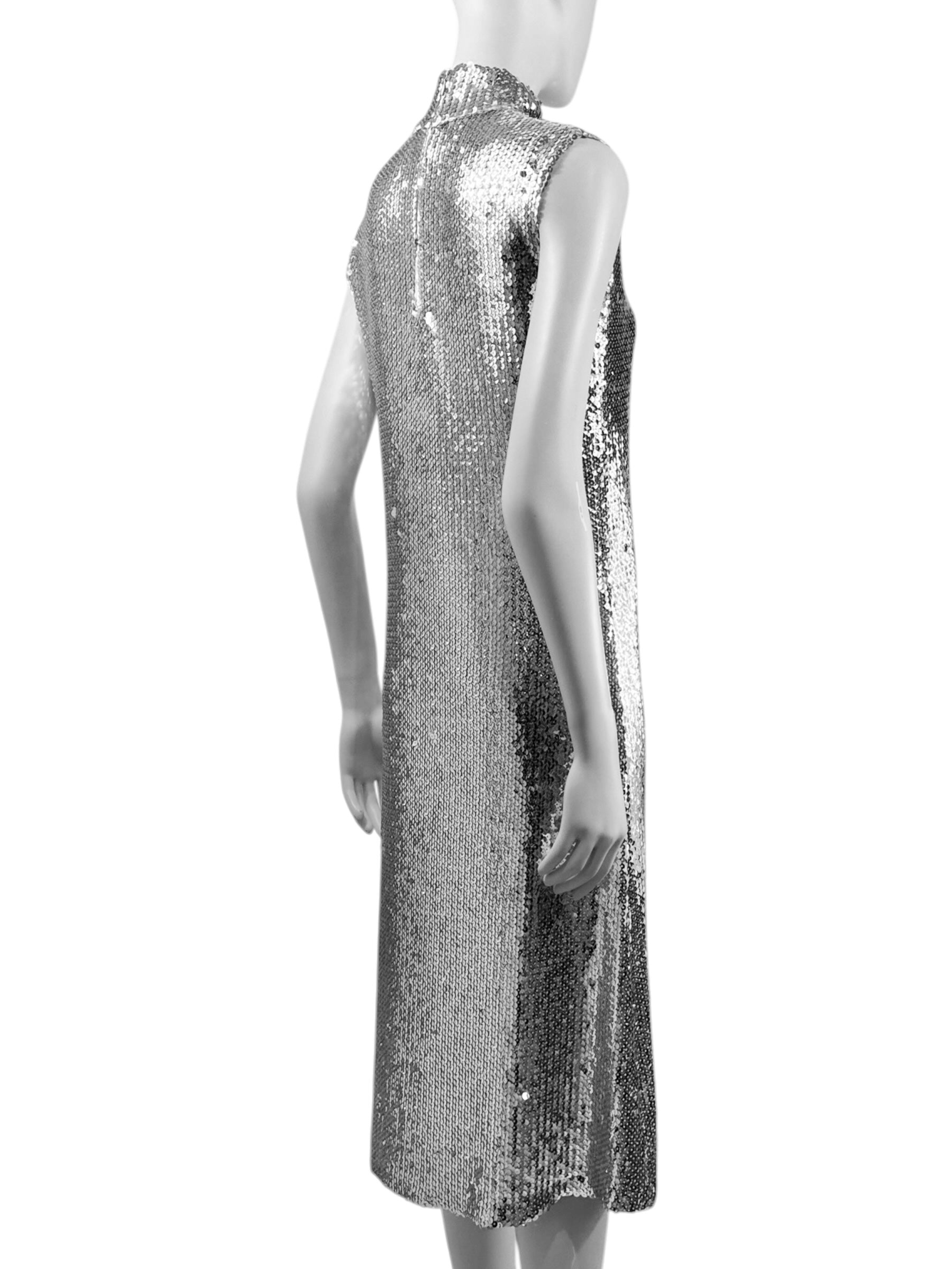 Christian Dior Raf Simons Prefall 2015 silver sequined dress