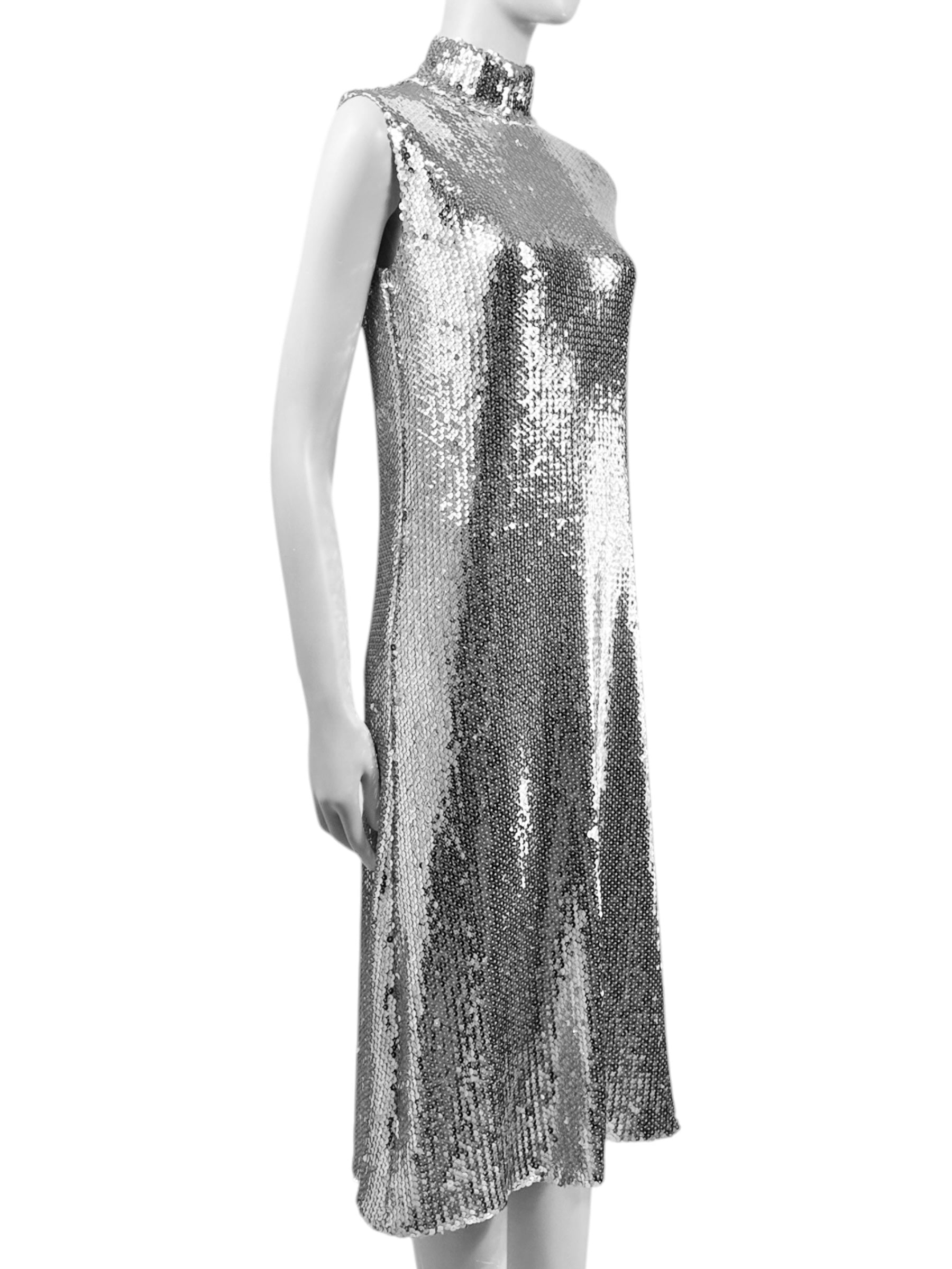 Christian Dior Raf Simons Prefall 2015 silver sequined dress