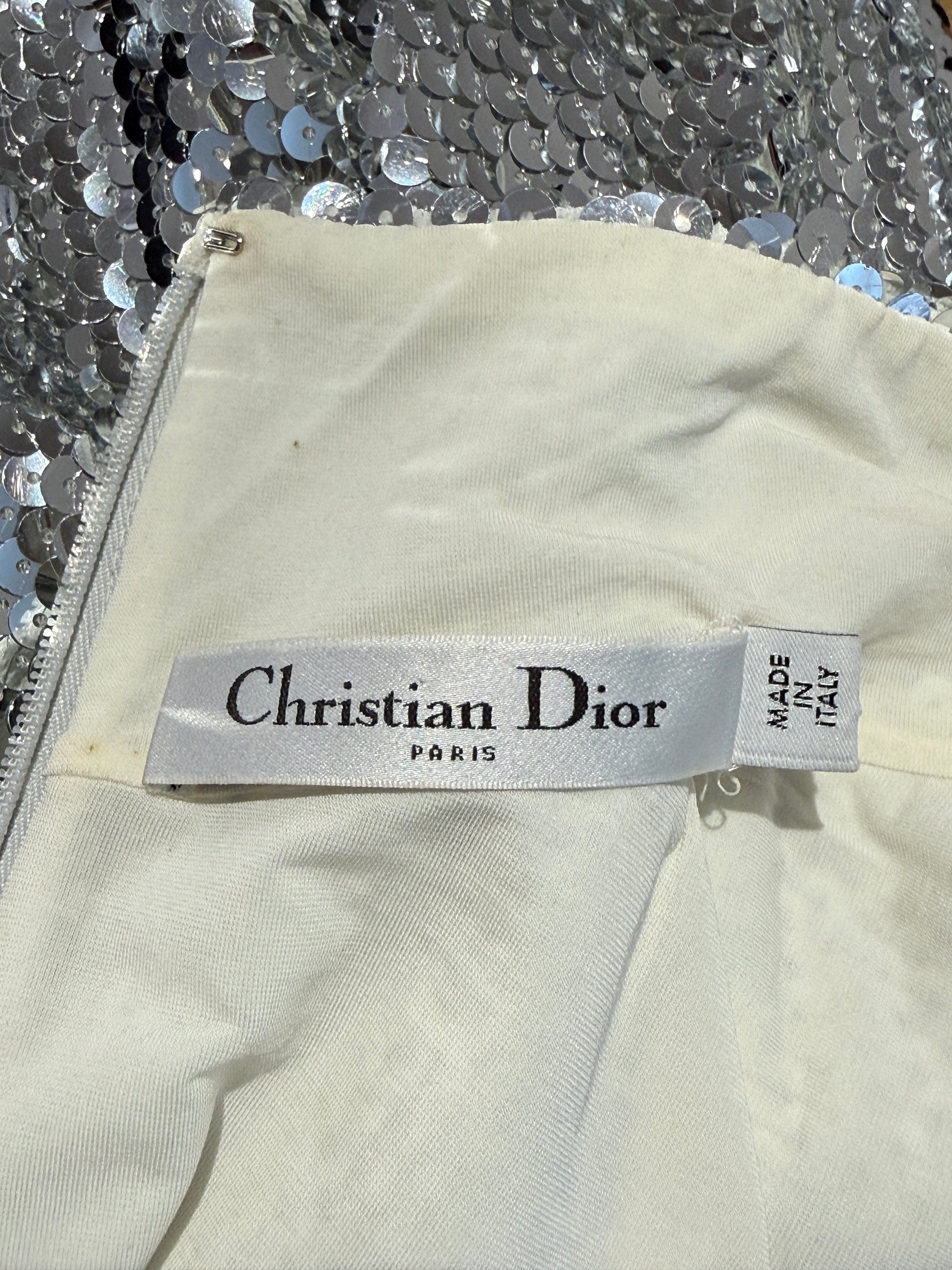 Christian Dior Raf Simons Prefall 2015 silver sequined dress