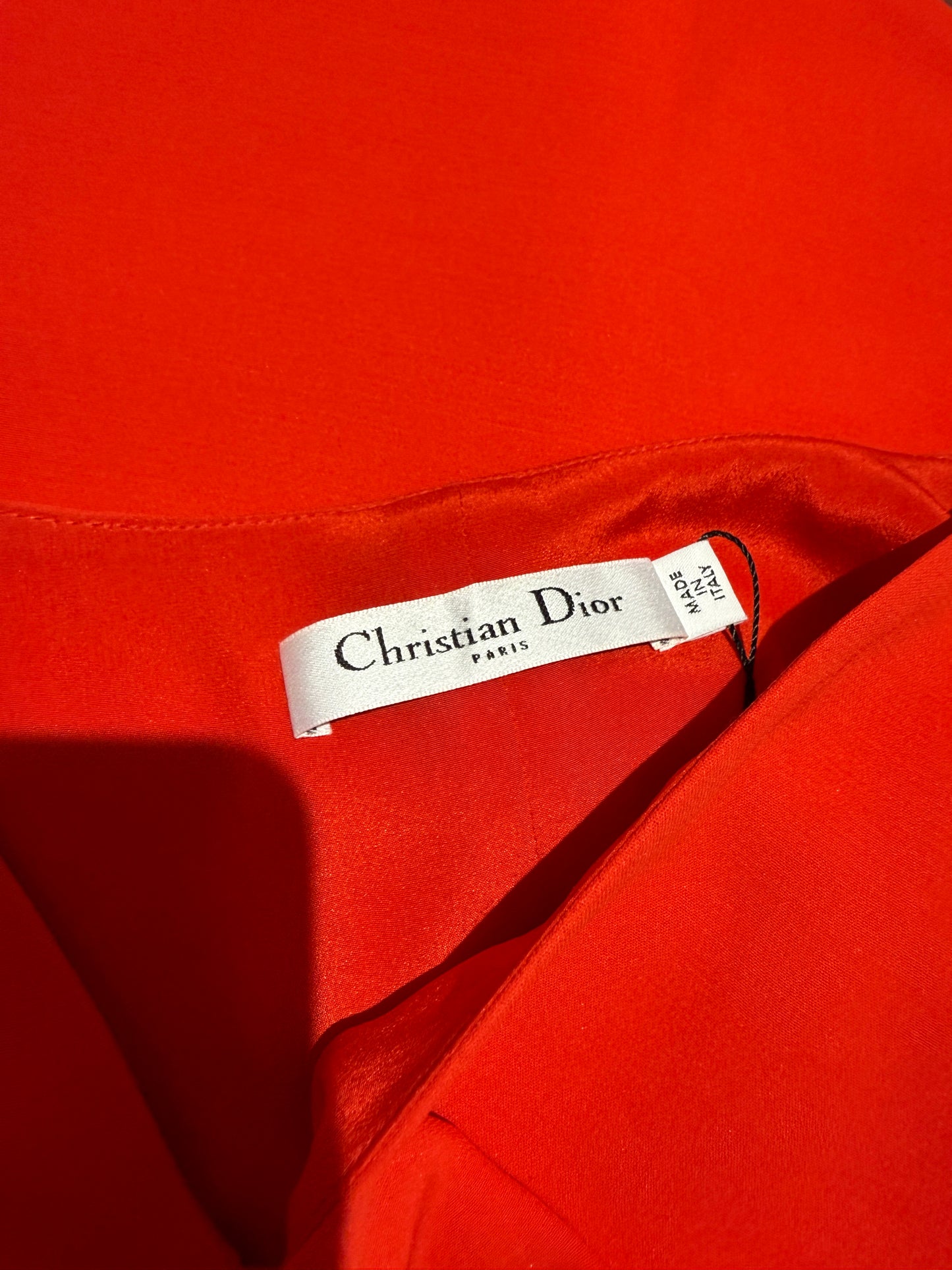 Christian Dior Raf Simons ready to wear Autumn winter 2015 2016 red silk crep dress 11