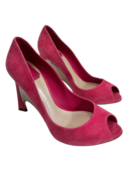 Christian Dior pink suede pumps metallic gold