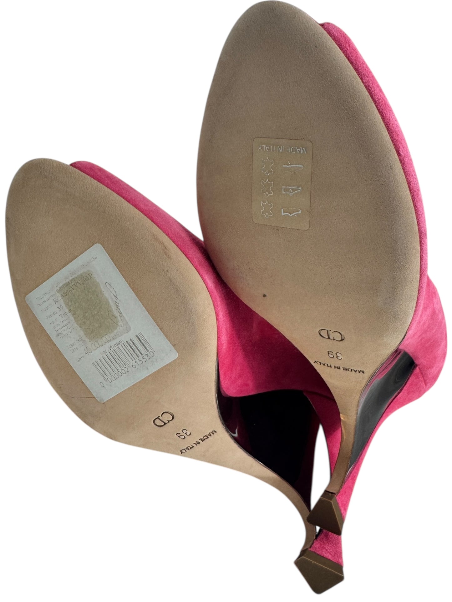 Christian Dior pink suede pumps metallic gold