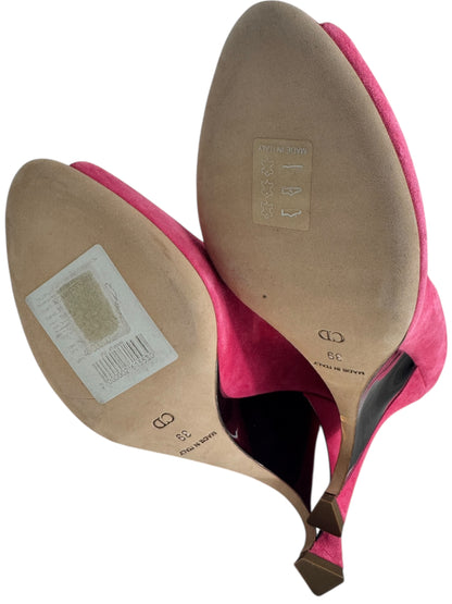 Christian Dior pink suede pumps metallic gold