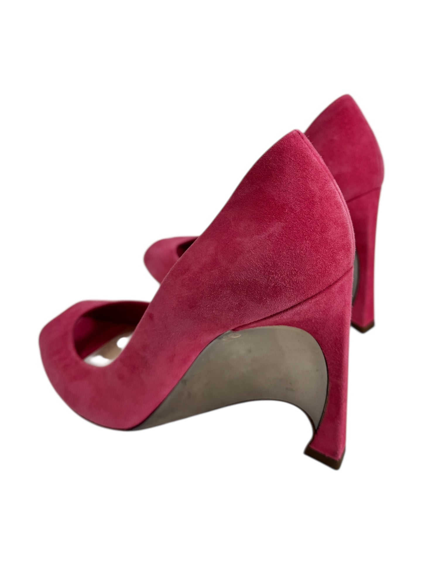 Christian Dior pink suede pumps metallic gold