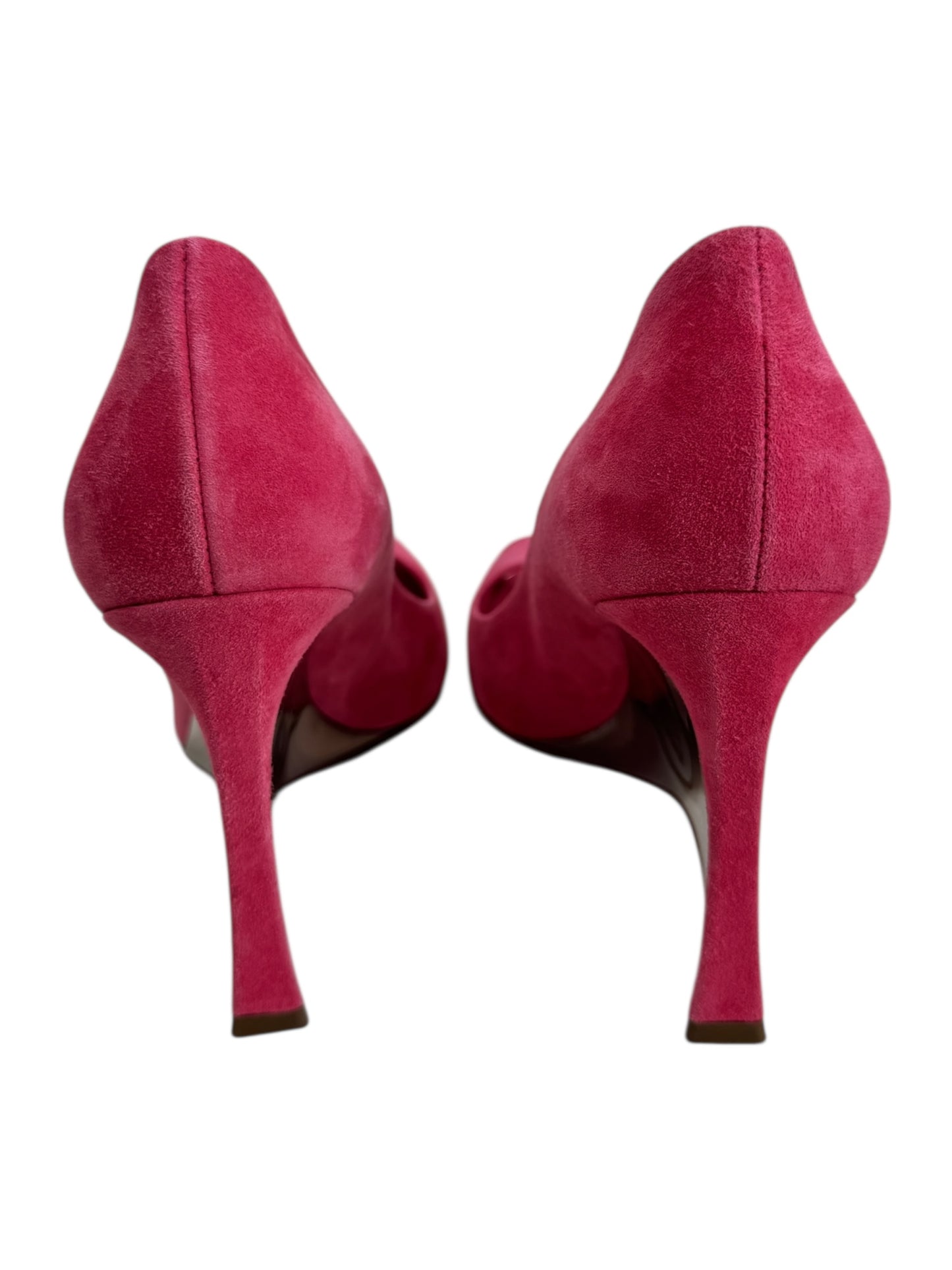 Christian Dior pink suede pumps metallic gold