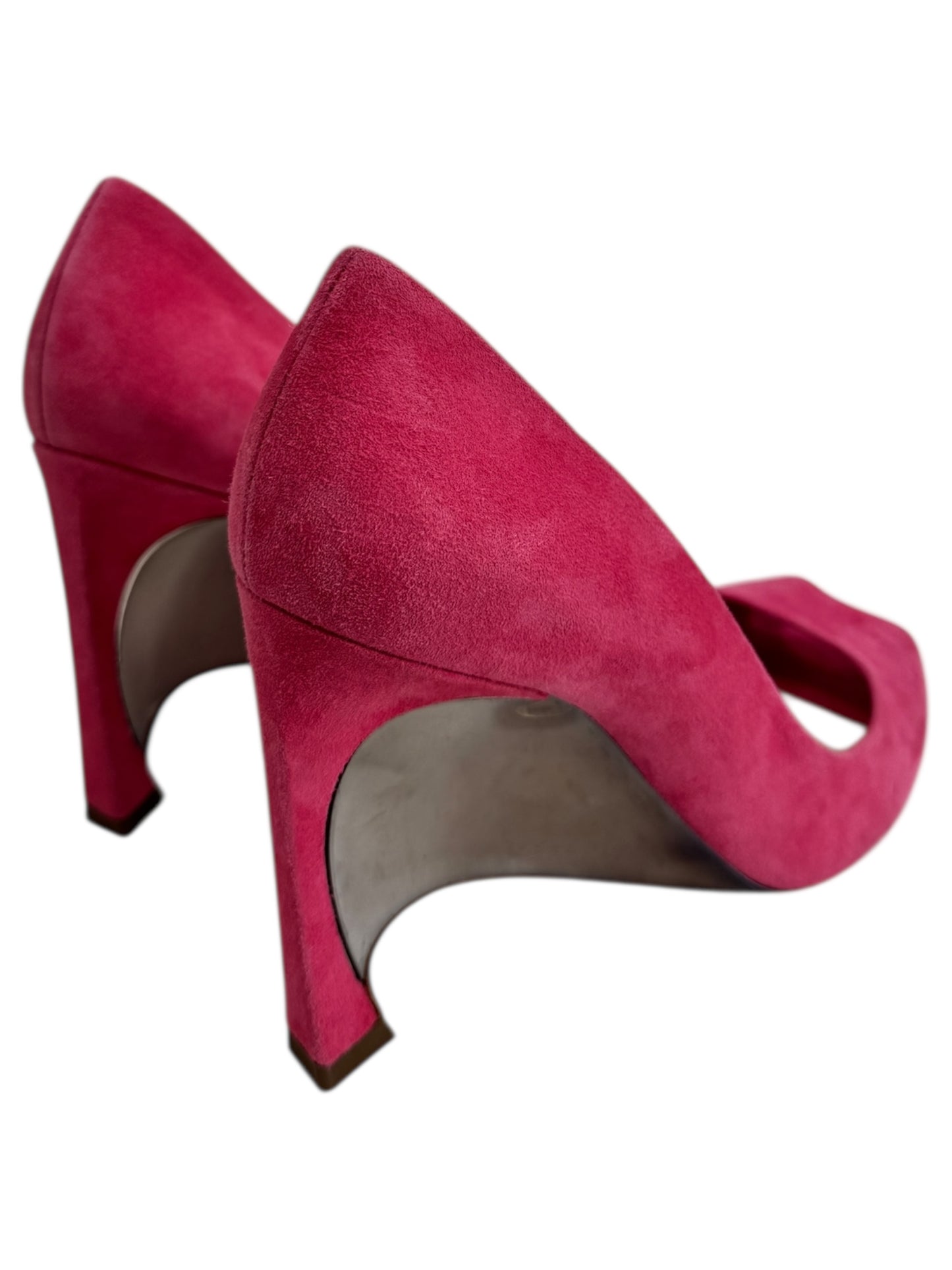 Christian Dior pink suede pumps metallic gold