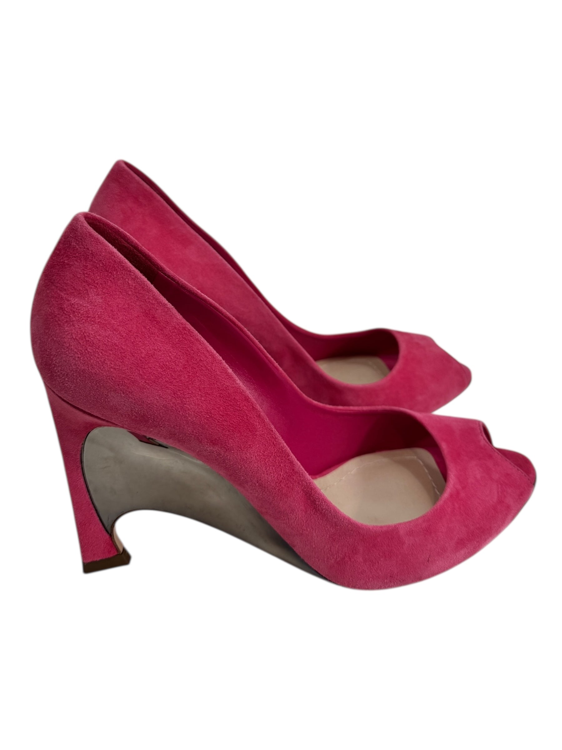 Christian Dior pink suede pumps metallic gold