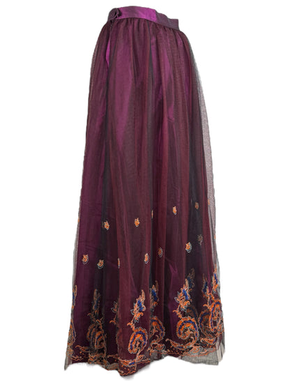 Christian Lacroix - Autumn/Winter 1996-1997  - Long fuchsia taffeta skirt, embroidered tulle overskirt