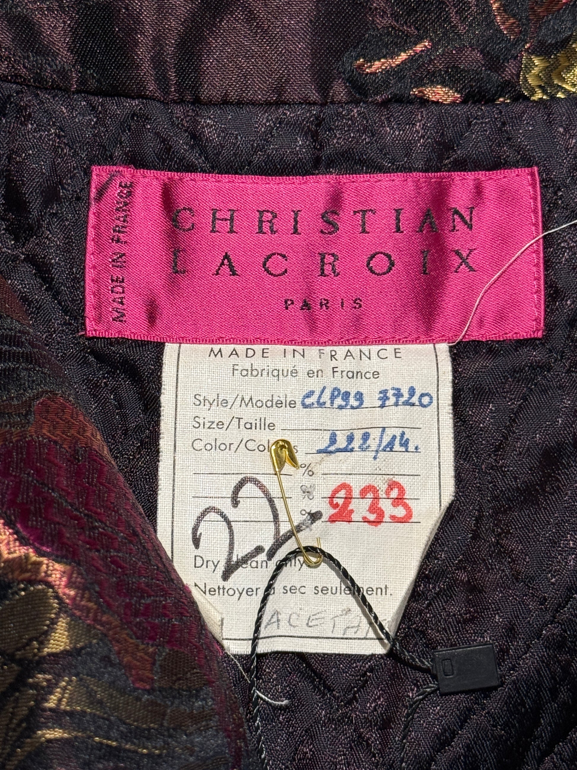 Christian Lacroix Fall 1999 jacquard coat