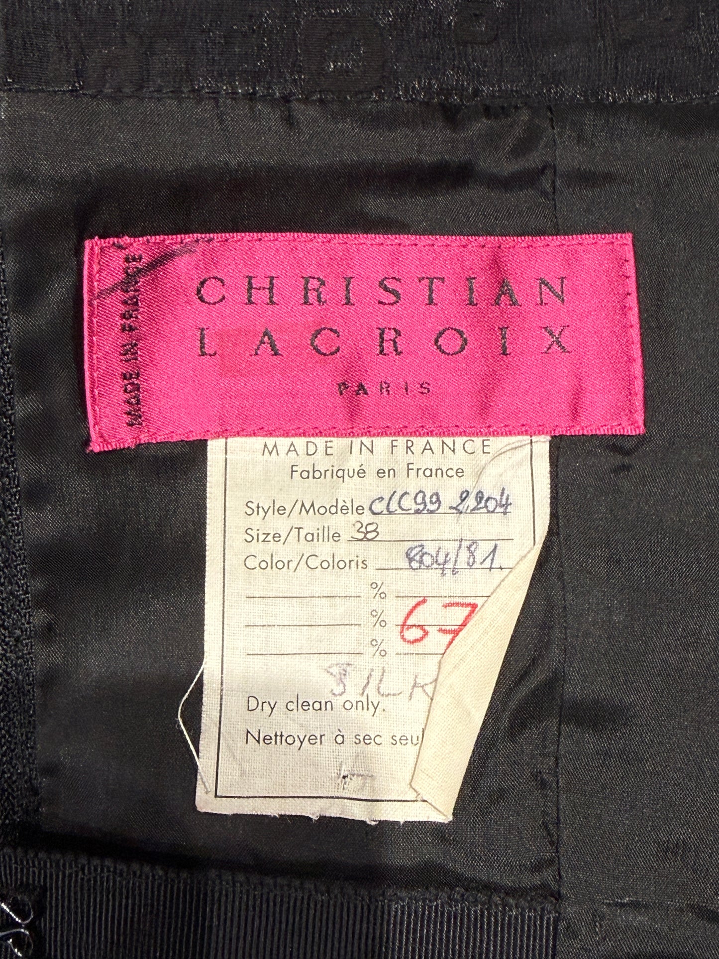 Christian Lacroix Spring 1999 black strapless dress