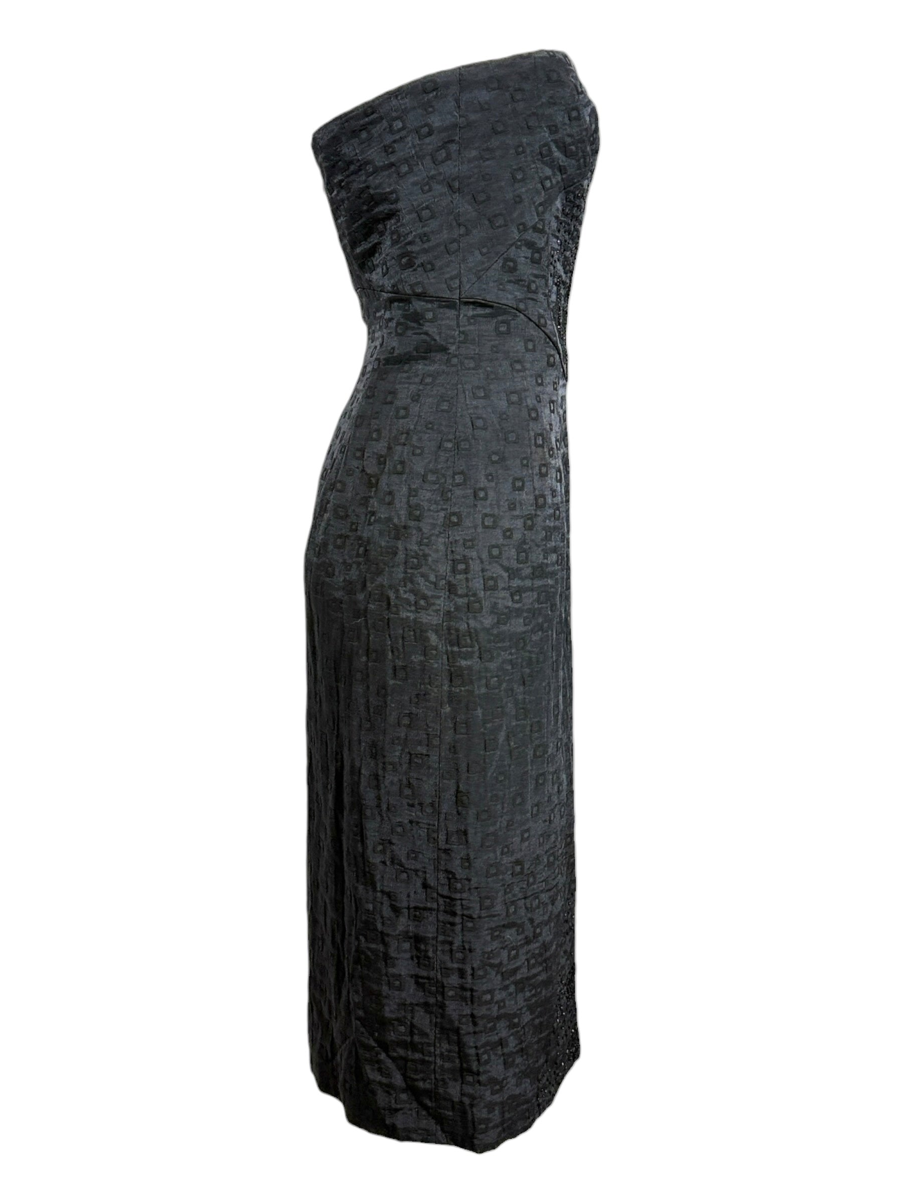 Christian Lacroix Spring 1999 black strapless dress