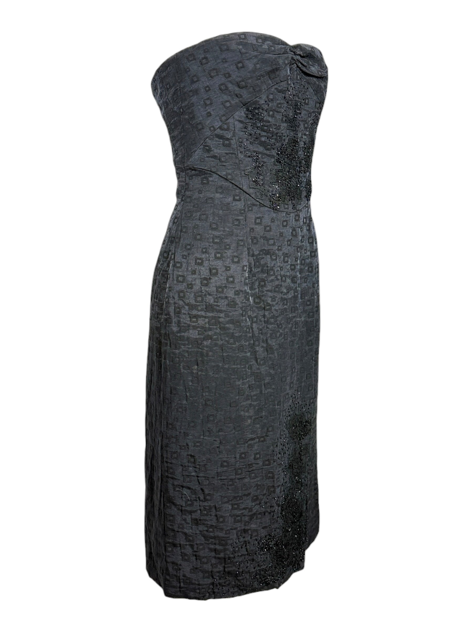Christian Lacroix Spring 1999 black strapless dress