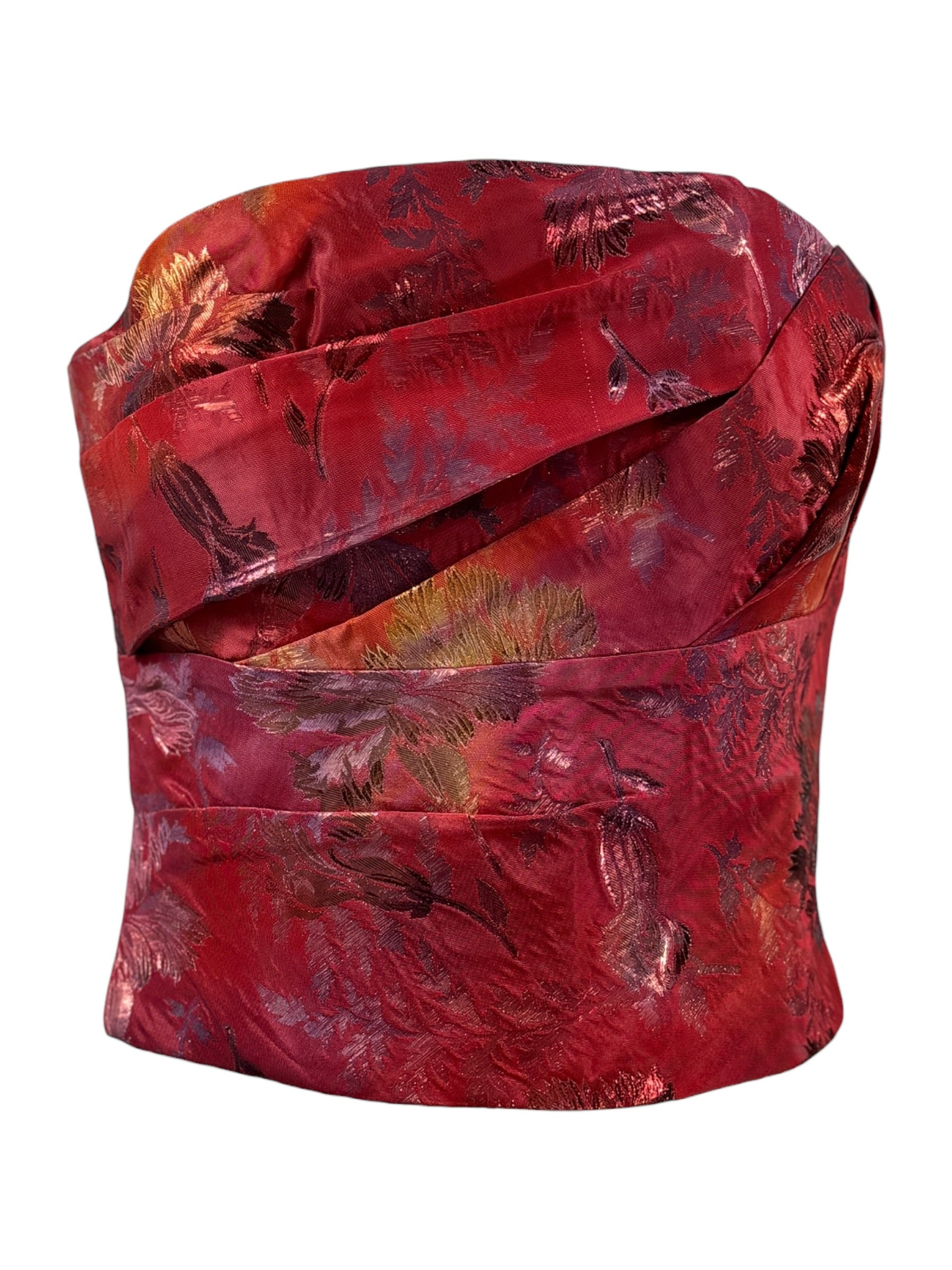 Christian Lacroix spring 1999 Red silk floral top 