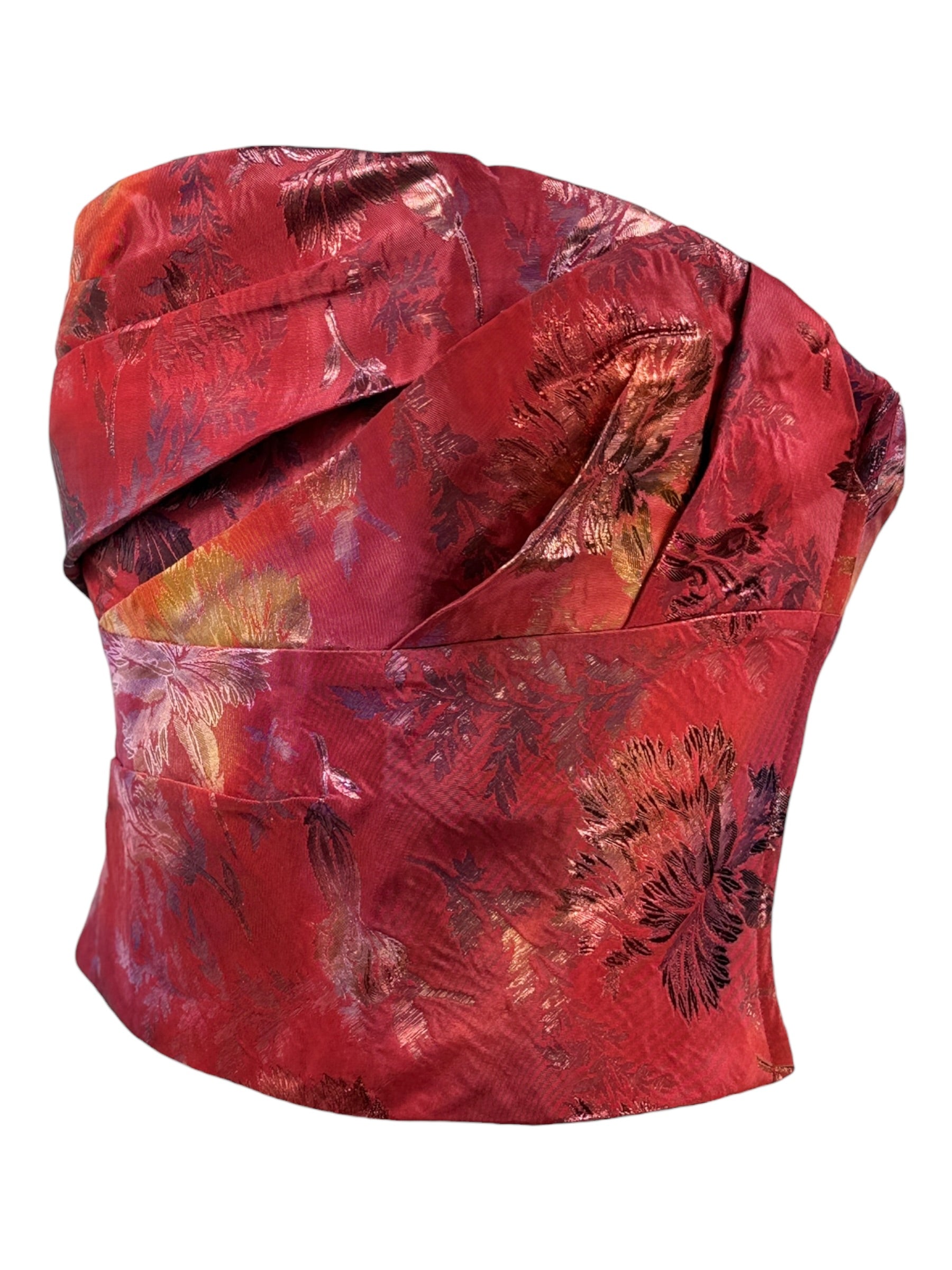 Christian Lacroix spring 1999 Red silk floral top 