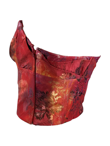 Christian Lacroix spring 1999 Red silk floral top 
