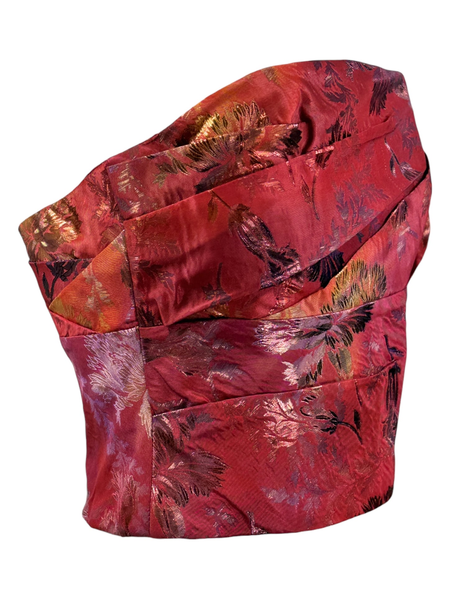 Christian Lacroix spring 1999 Red silk floral top 