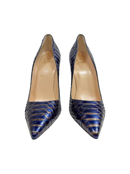 Christian Louboutin So Kate Snakeskin metallic pumps
