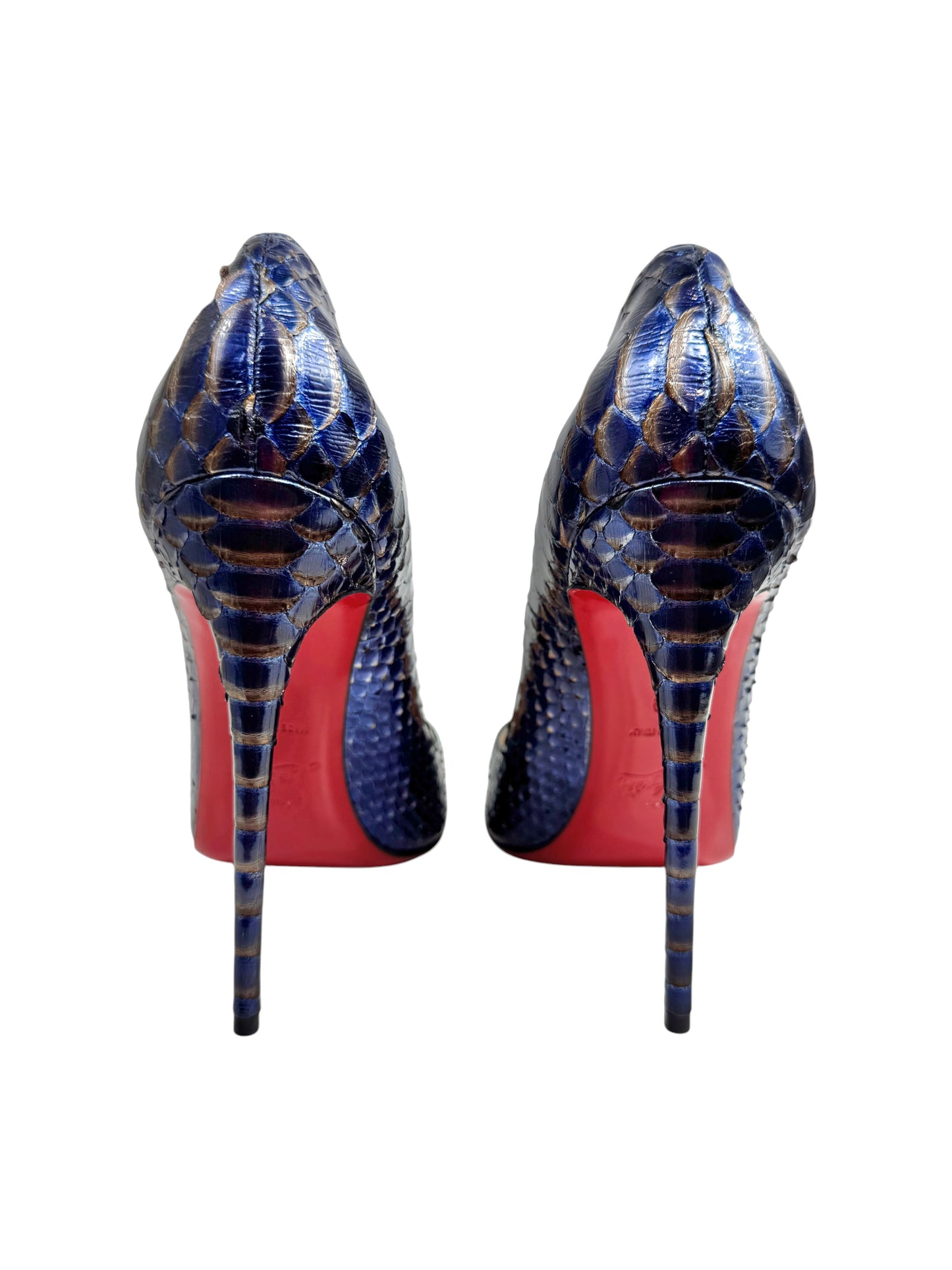 Christian Louboutin So Kate Snakeskin metallic pumps