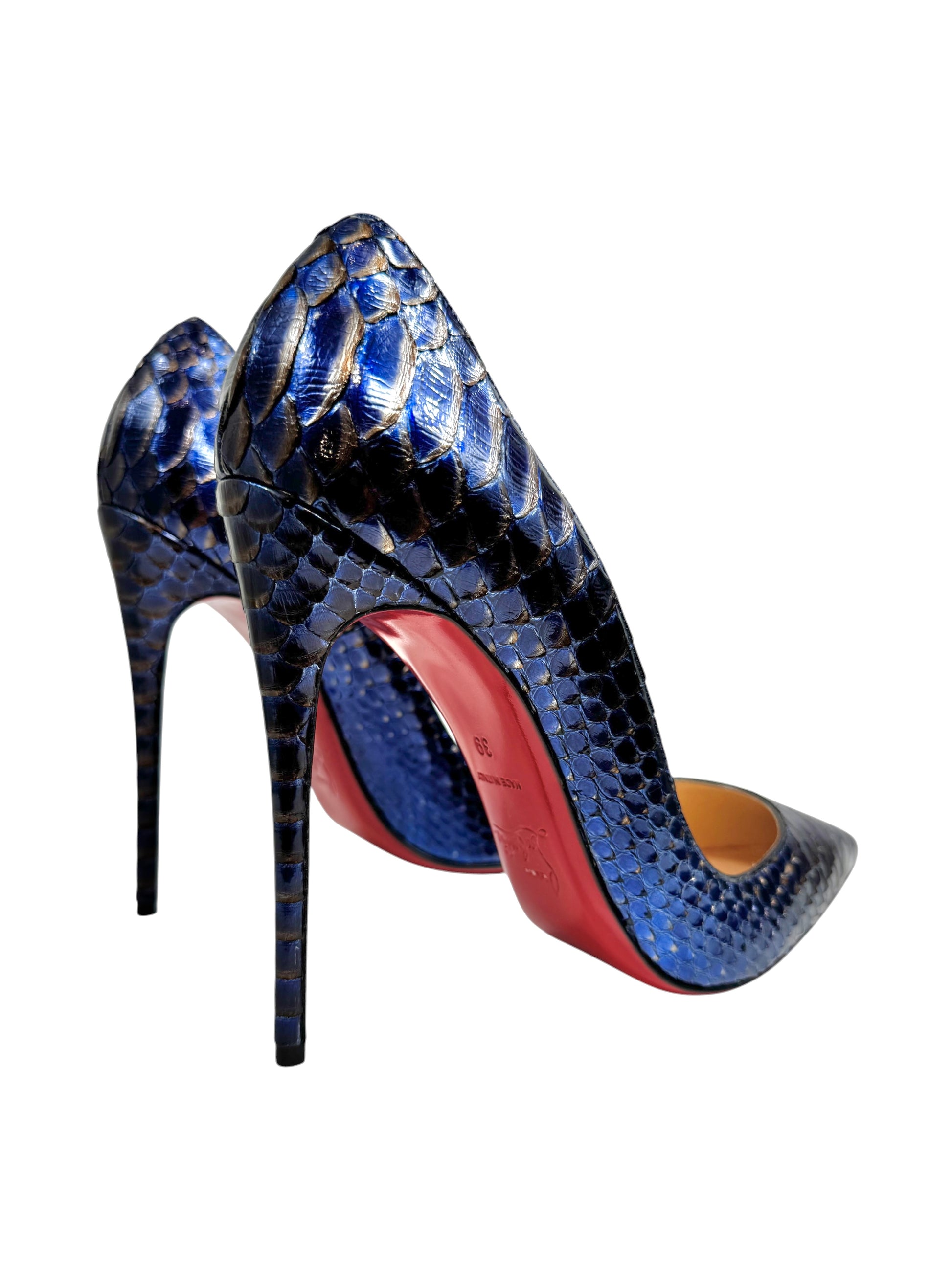 Christian Louboutin So Kate Snakeskin metallic pumps