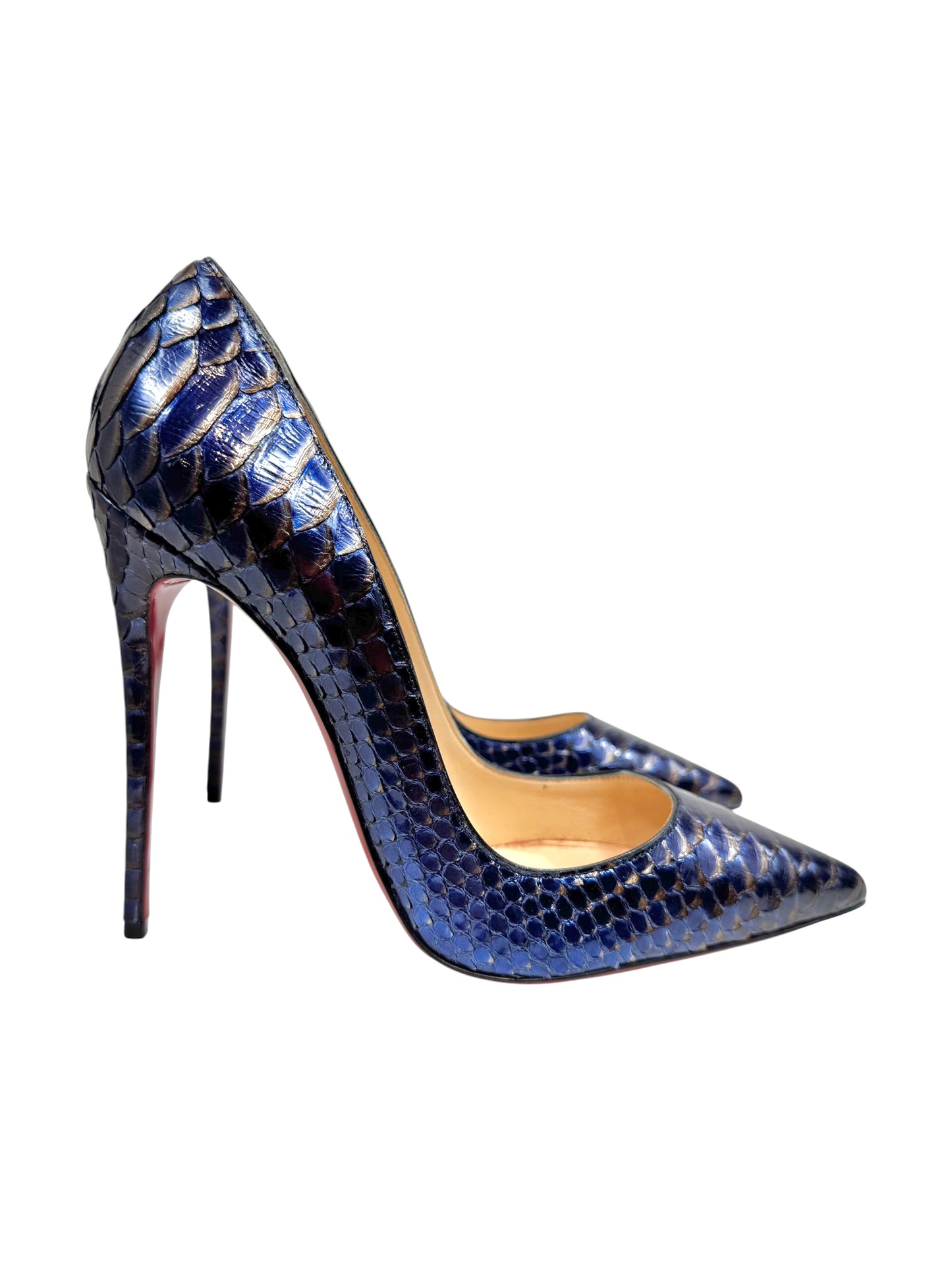 Christian Louboutin So Kate Snakeskin metallic pumps