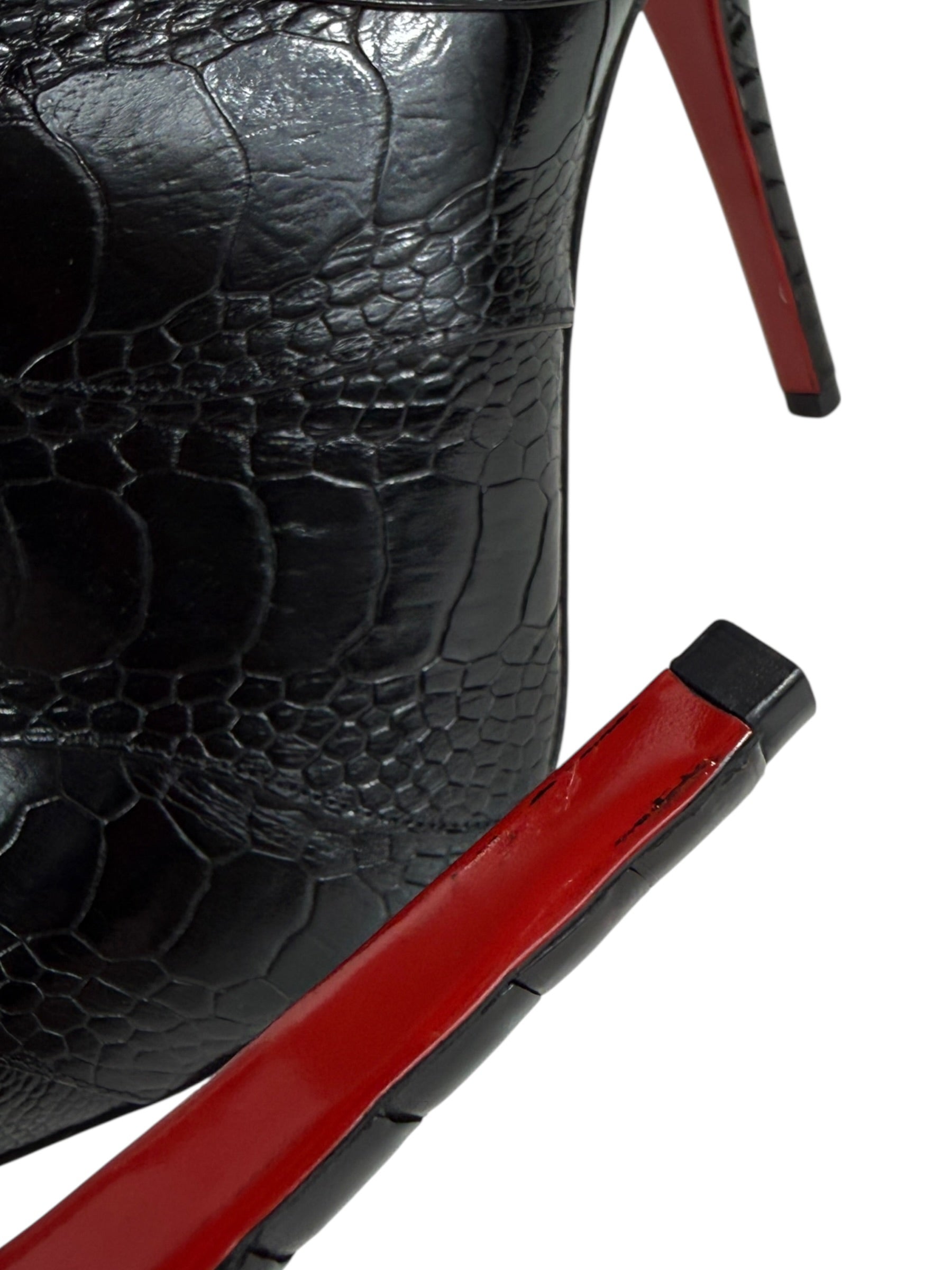 Christian Louboutin Zermadame black ostrich boots