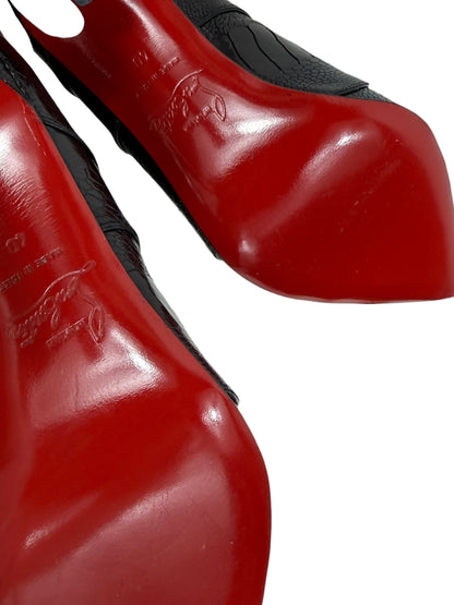 Christian Louboutin Zermadame black ostrich boots