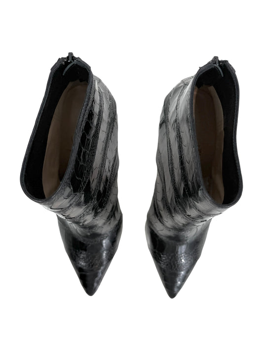 Christian Louboutin Zermadame black ostrich boots