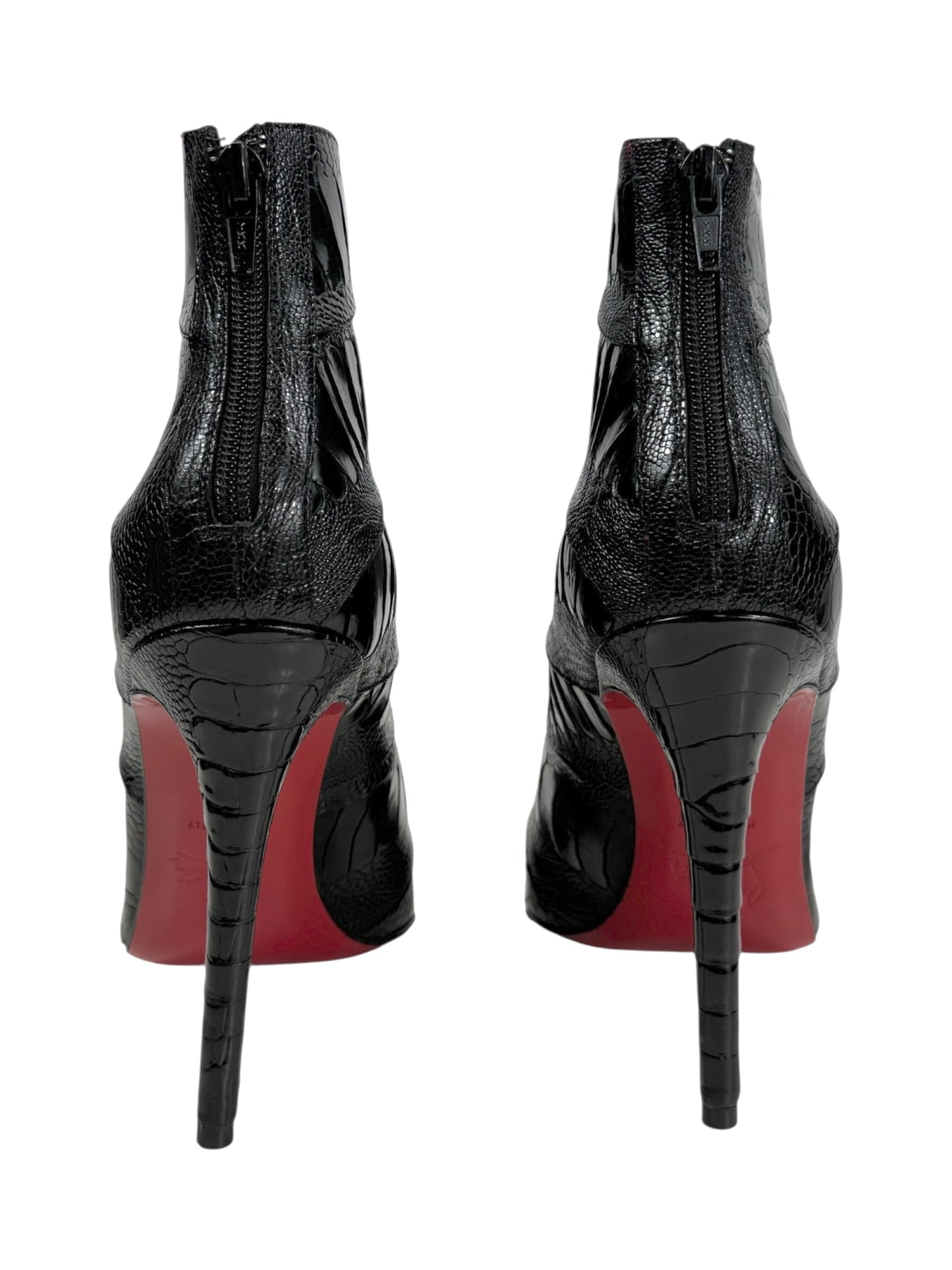 Christian Louboutin Zermadame black ostrich boots