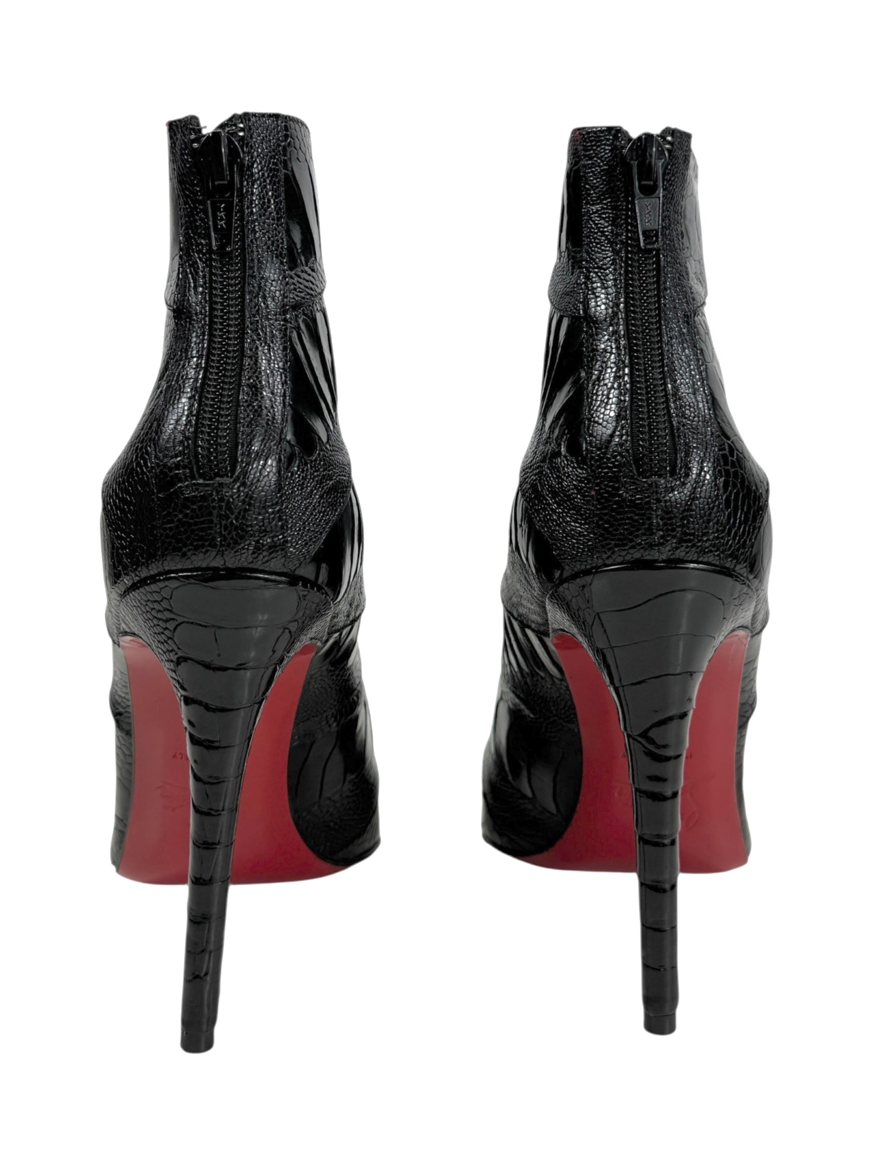 Christian Louboutin Zermadame black ostrich boots