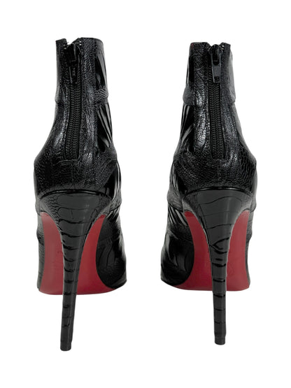 Christian Louboutin Zermadame black ostrich boots