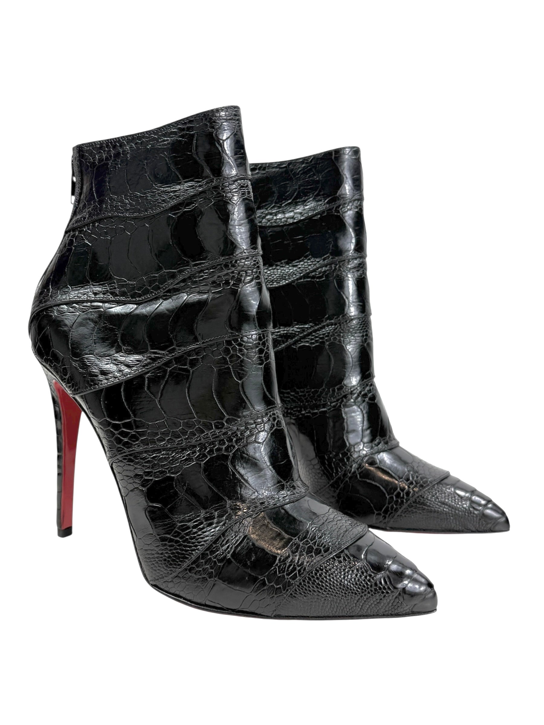 Christian Louboutin Zermadame black ostrich boots