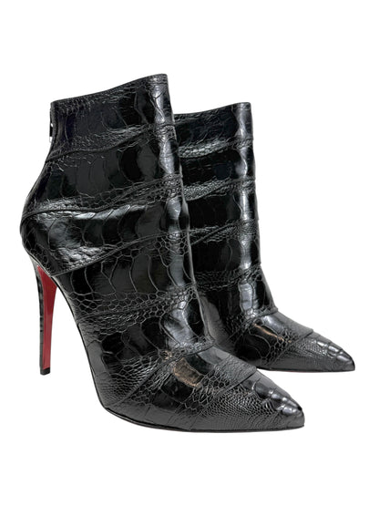 Christian Louboutin Zermadame black ostrich boots