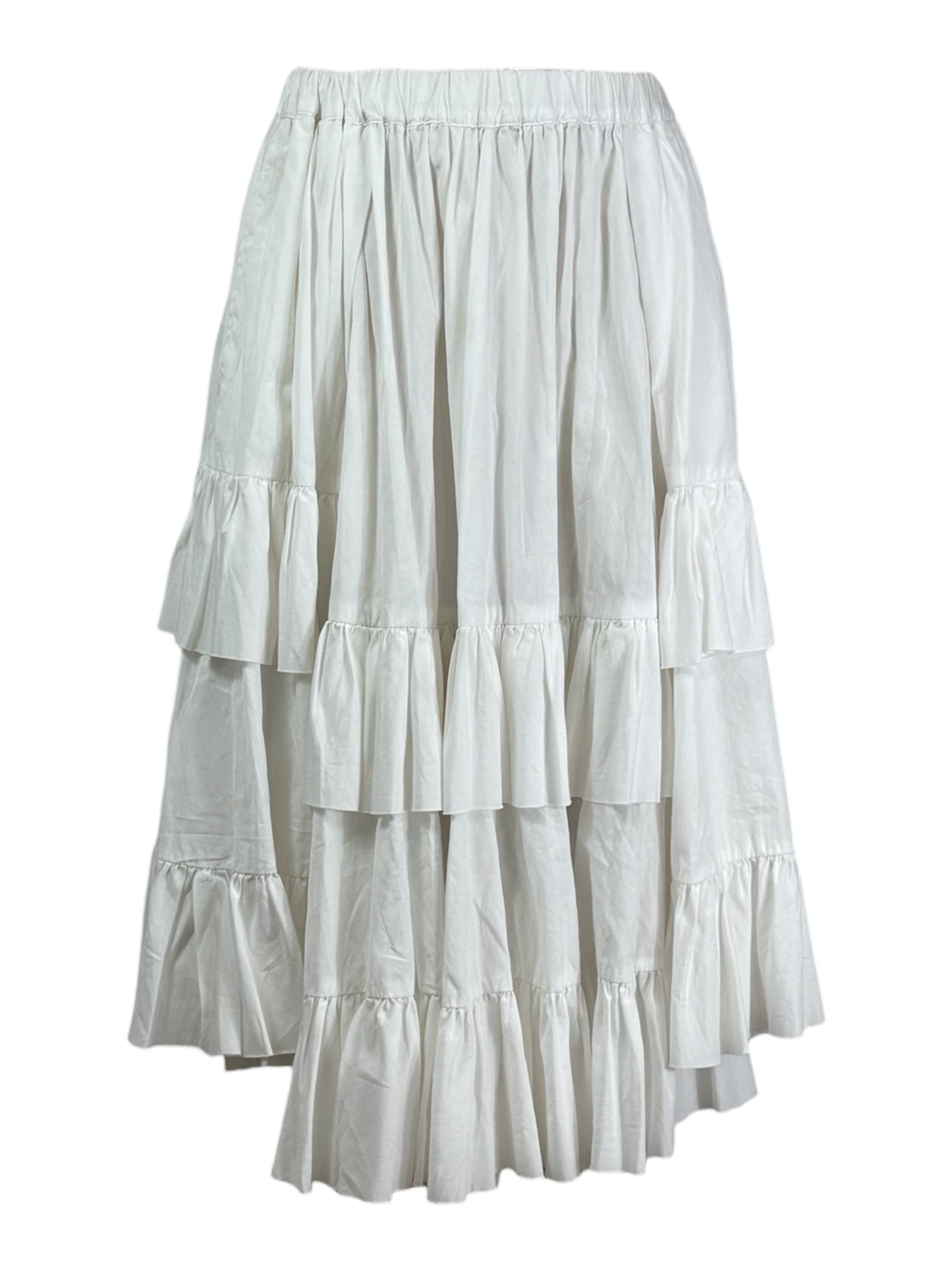 Comme des Garçons 2022 - White cotton asymmetric skirt with ruffles