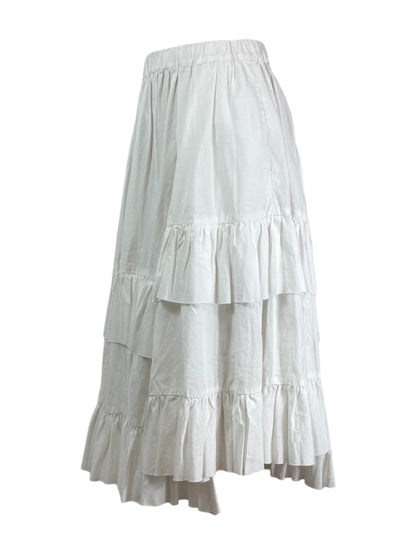 Comme des Garçons 2022 - White cotton asymmetric skirt with ruffles