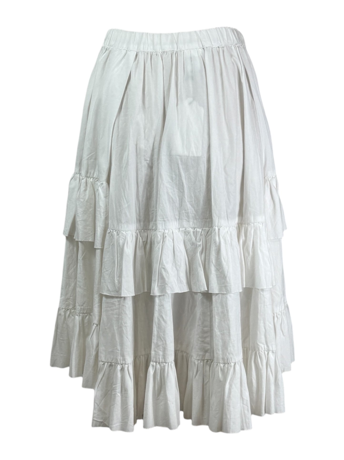 Comme des Garçons 2022 - White cotton asymmetric skirt with ruffles