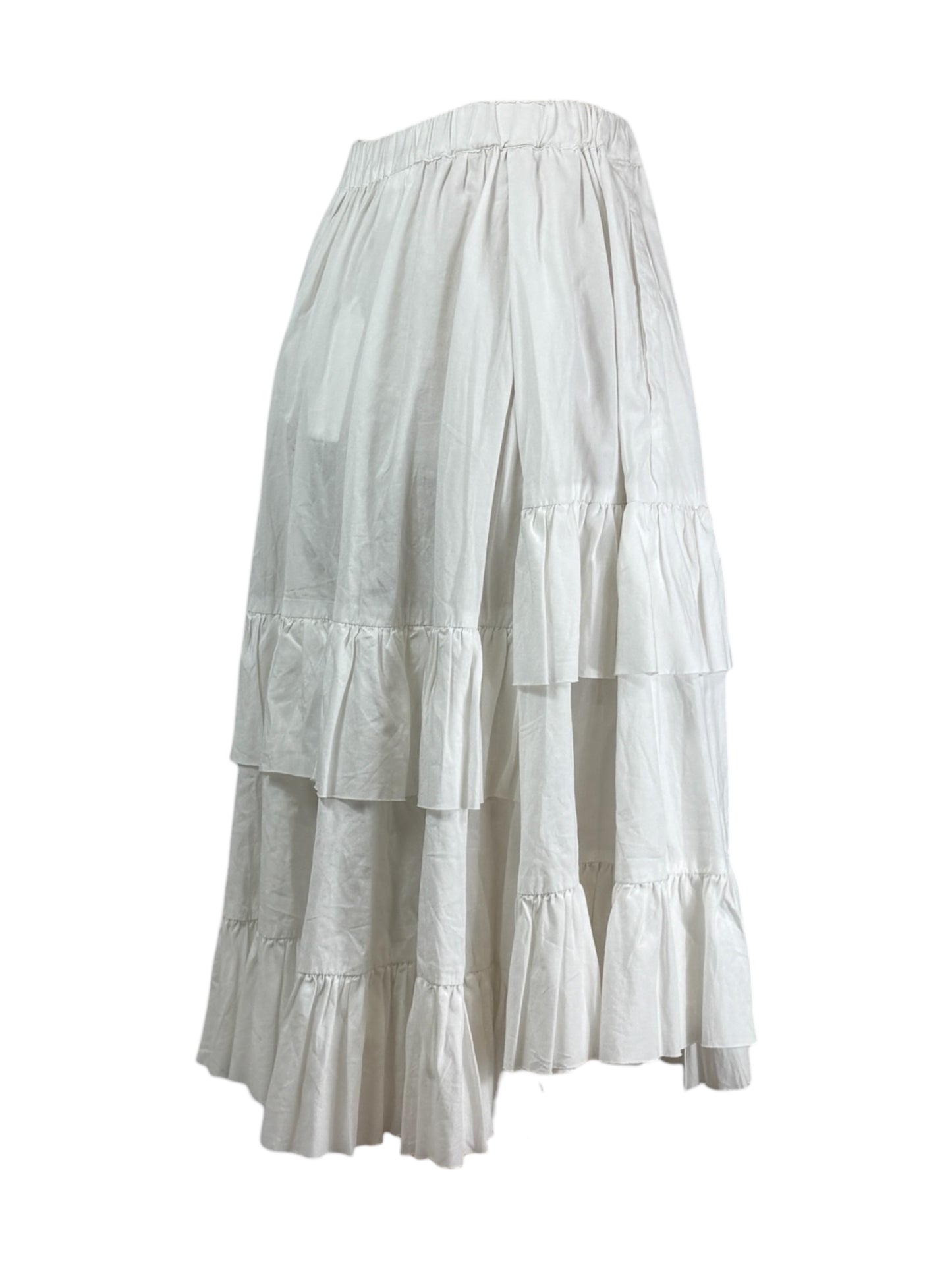 Comme des Garçons 2022 - White cotton asymmetric skirt with ruffles